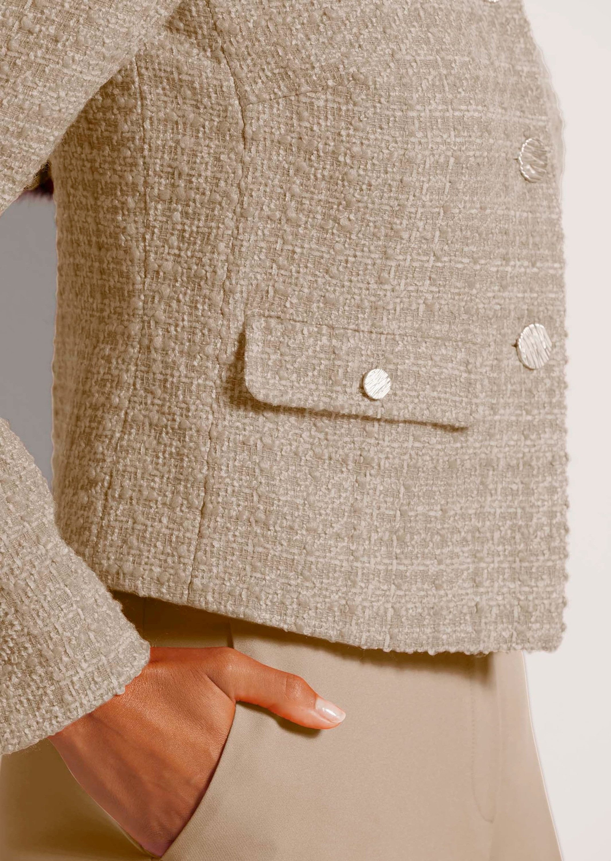 MADELEINE Kurzblazer Eleganter Tweed-Kurzblazer mit Metallknöpfen Businessjacke mit Rundhals, edle Metallknöpfe, im Tweed-Design – Bild 4 von 5