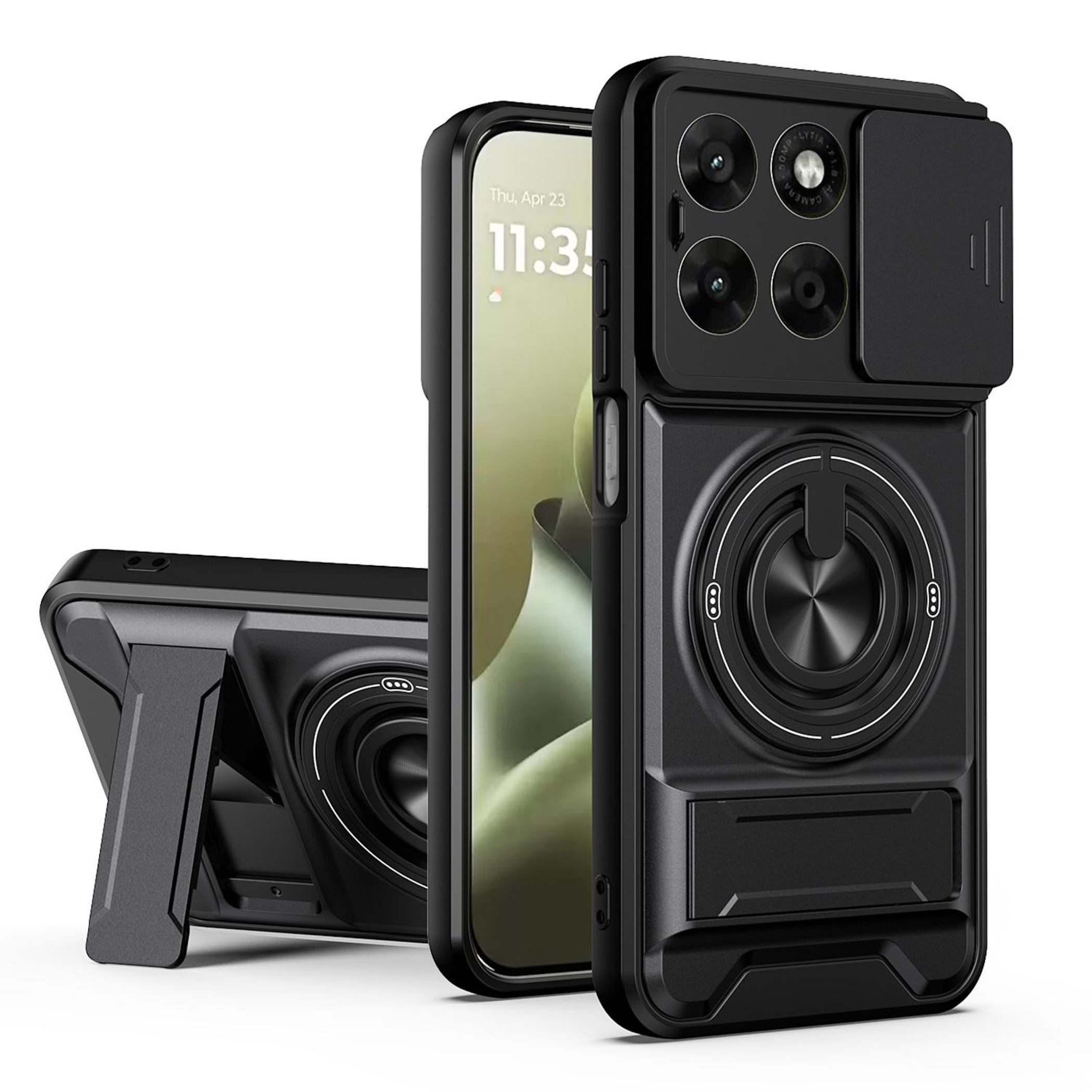 Wigento Handyhülle Magnetisch für Motorola Moto G67 5G Camshield Stand Magnetisch Case 6,78 Zoll, Magnetisch, Camshield, Standfunktion