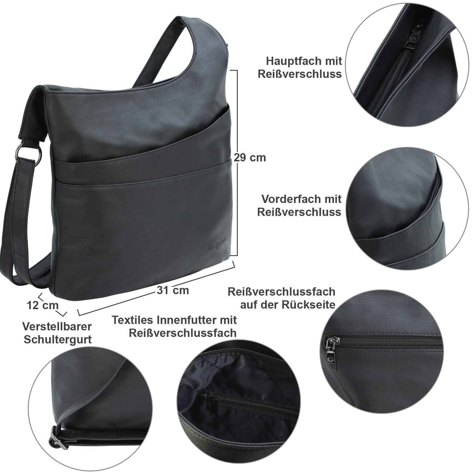 J JONES JENNIFER JONES Umhängetasche Damen Schultertasche mit Reißverschlus günstig online kaufen