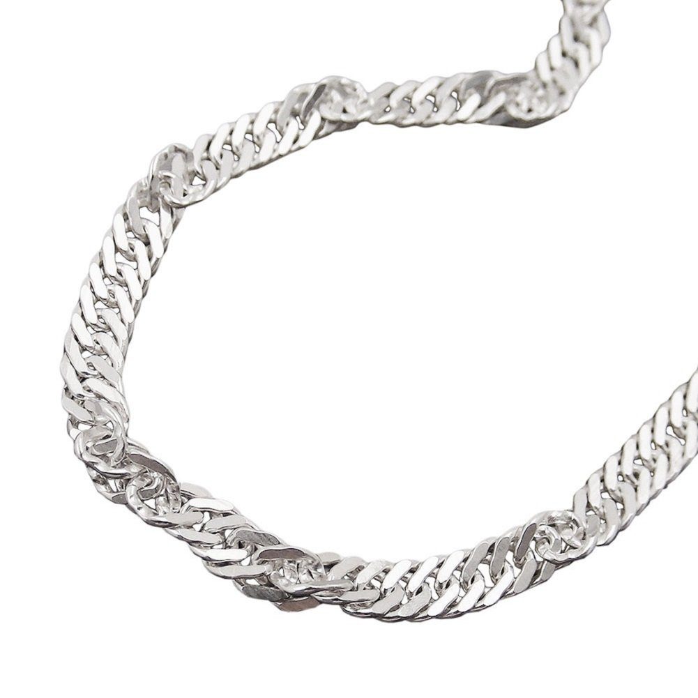 unbespielt Silberkette Halskette Singapurkette diamantiert 925 Silber 70 cm  x 3 mm inklusive kleiner Schmuckbox, Silberschmuck für Damen und Herren