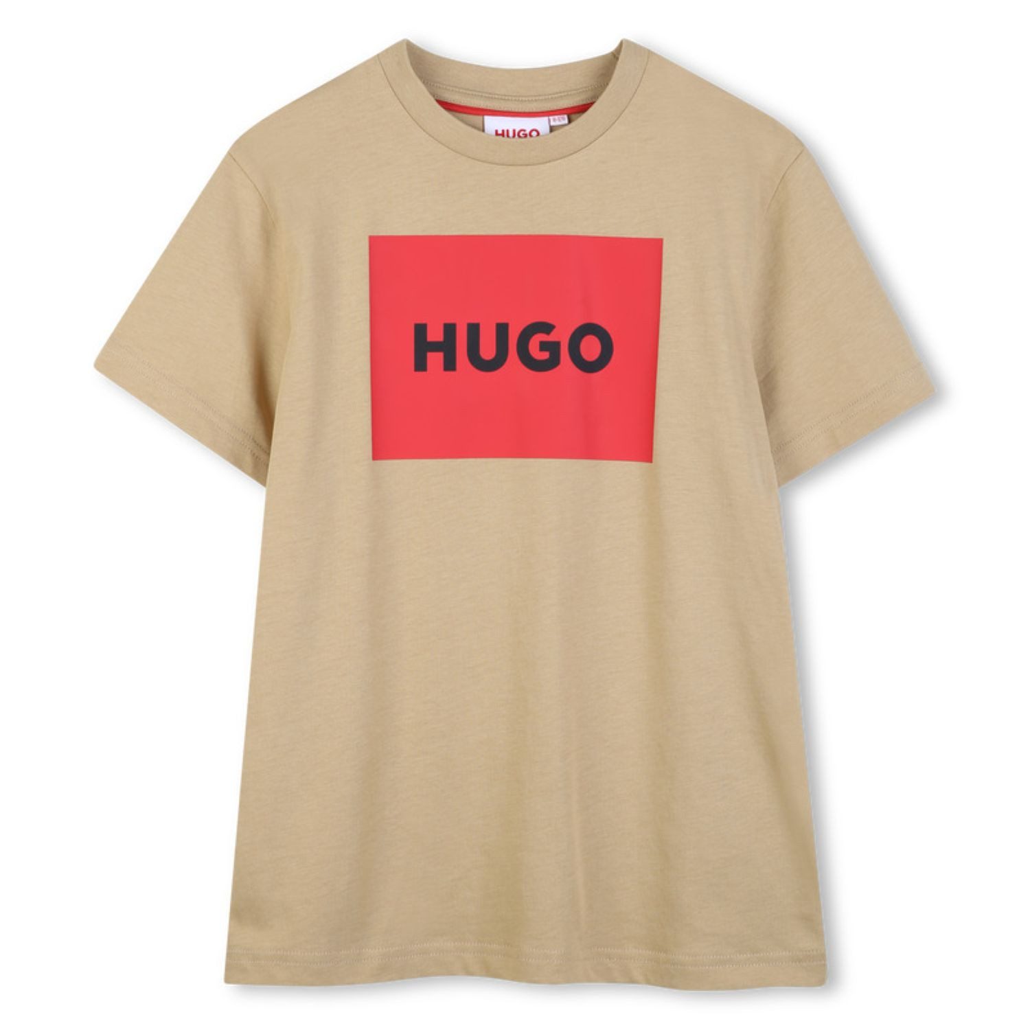 T-Shirt HUGO Kids Kurzarm T-Shirt mit Logo-Box – Beige