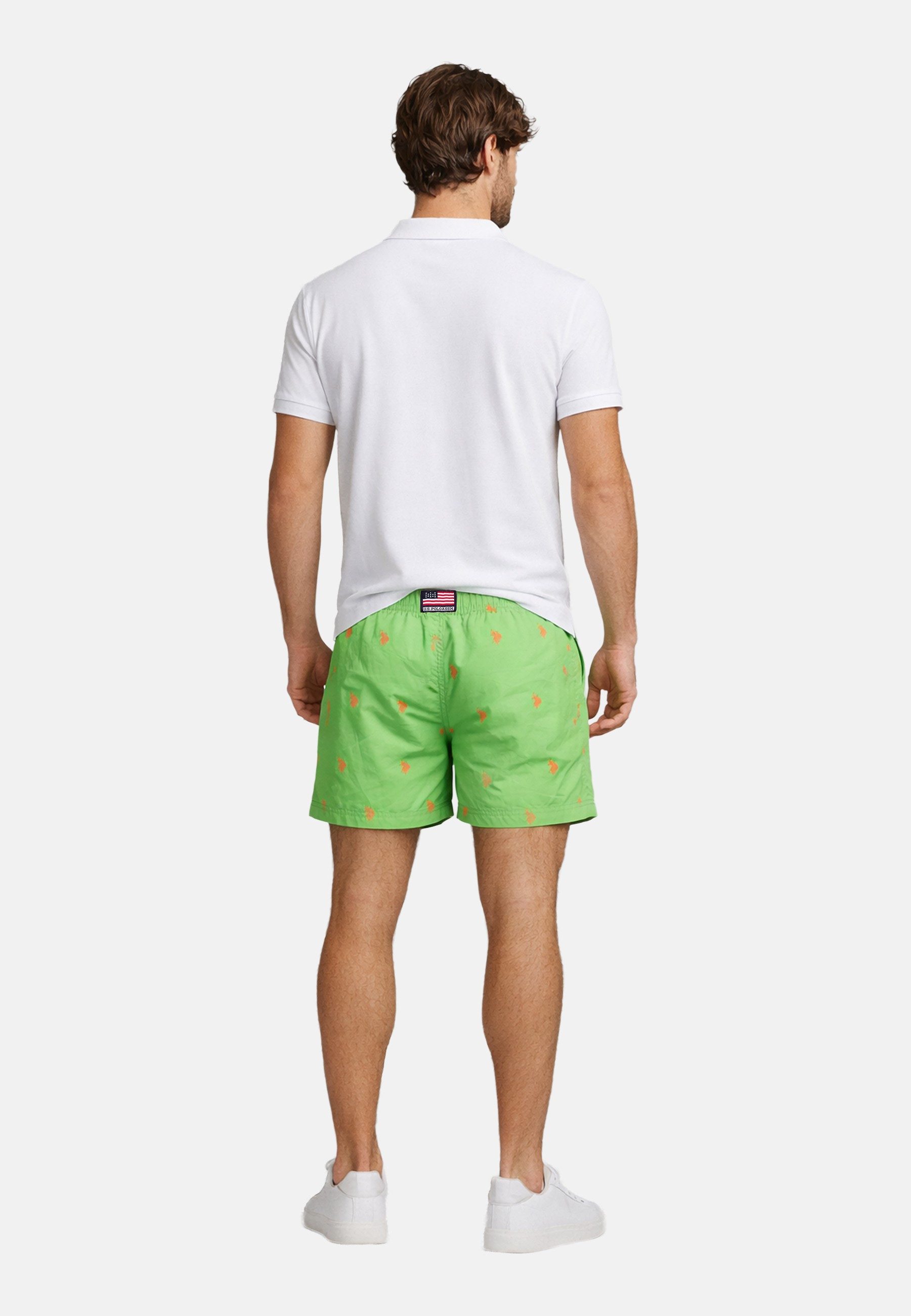 U.S. Polo Assn. Badeshorts Schwimmshorts USMilan – Herren Shorts mit Allover-Logo-Design Allover-Logo-Print, zwei Eingrifftaschen, verstellbare Bindekordel
