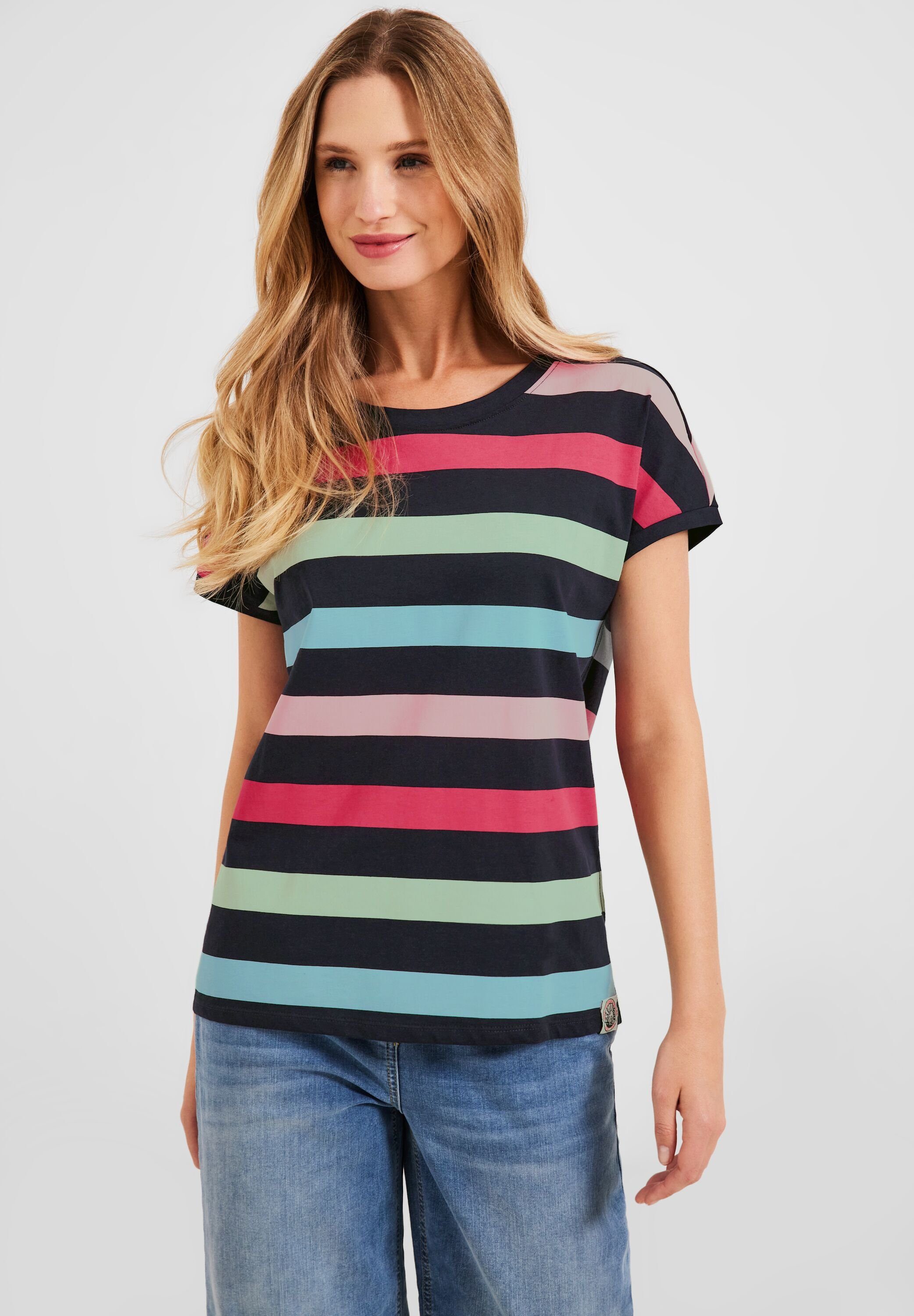 Cecil T-Shirt mit Rundhalsausschnitt, Streifenmuster | T-Shirts