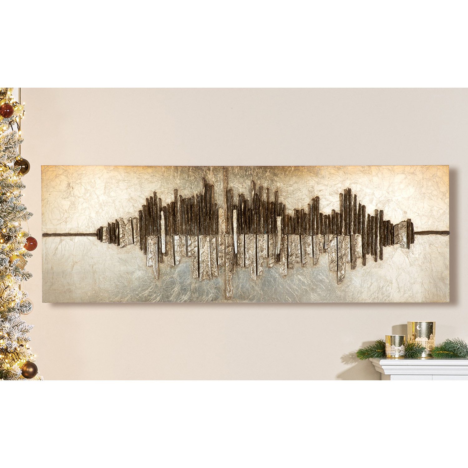 GILDE Wandbild ALTINOH - Bild aus Kunstahrz und Holz - B. 150cm - Wanddekoration, (1xBild), Bilder - Holzblöcke - Wanddekoration - Geschenk - Holzoptik