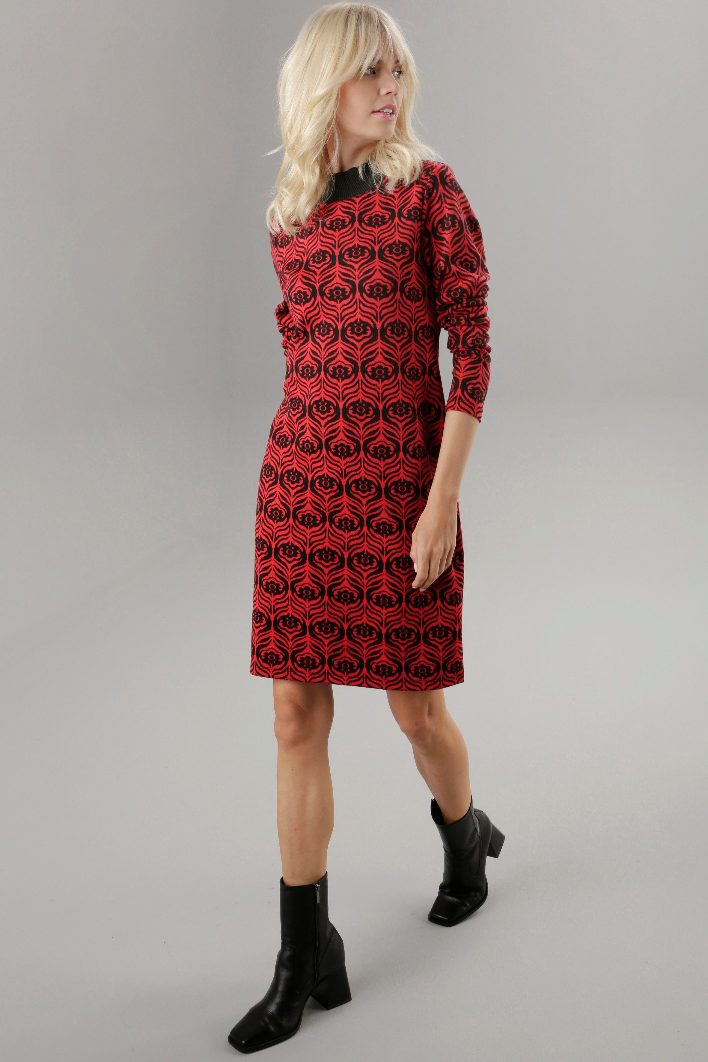 mit Jerseykleid SELECTED Retro-Muster Aniston