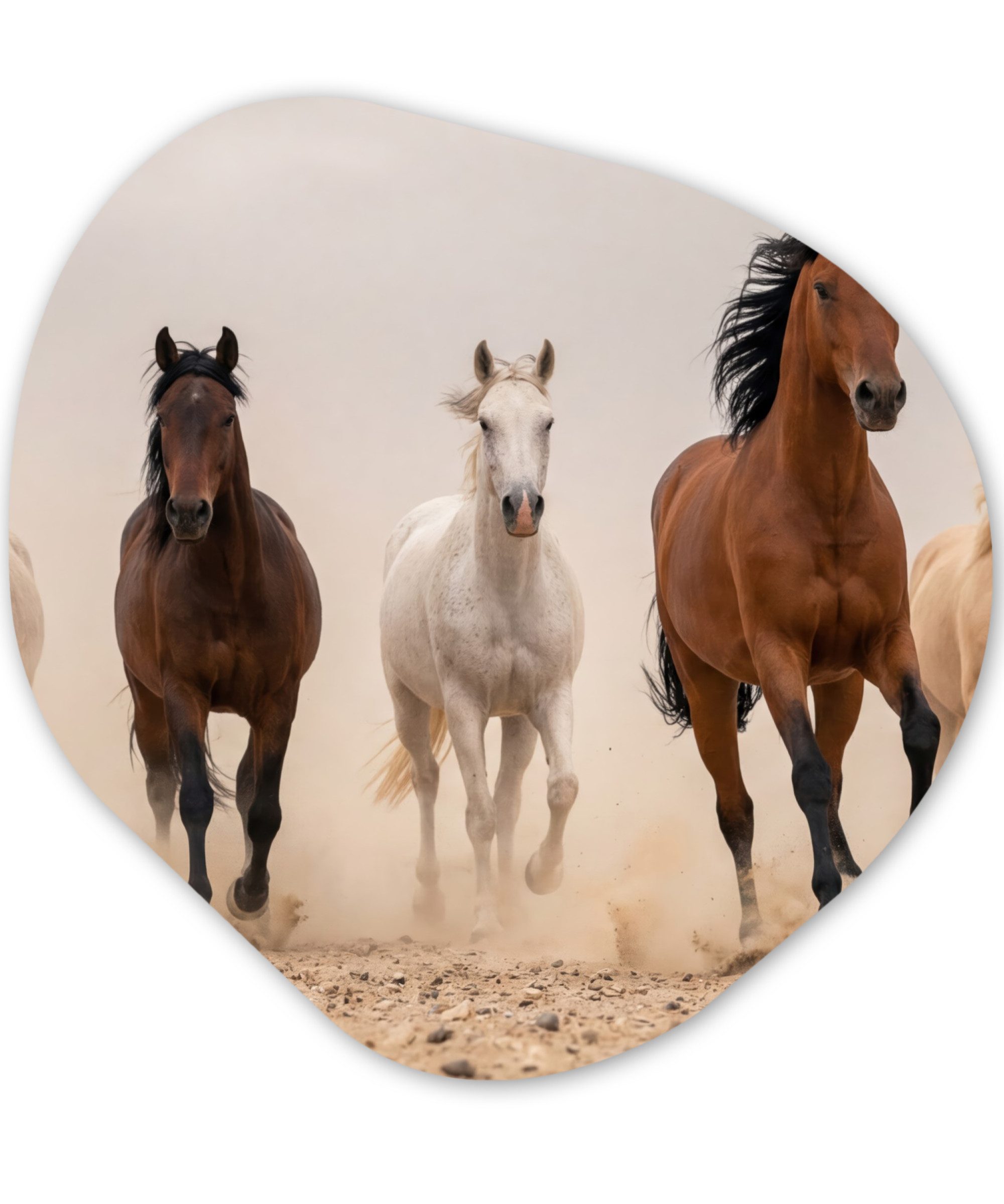 MuchoWow Gemälde Pferdeherde - Staubwolke - Braun - Schwarz, Fotodruck (1 St), Wandbild Abstrakt, Wohnzimmer Schlafzimmer Wanddekoration, 40x40 cm