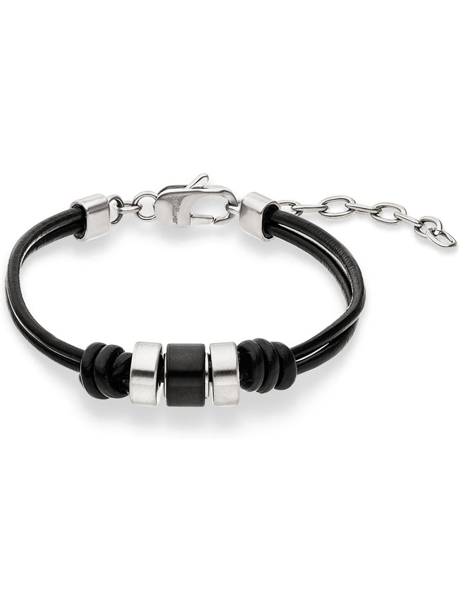 s.Oliver Armband S.Oliver Herren-Armband Edelstahl, Leder