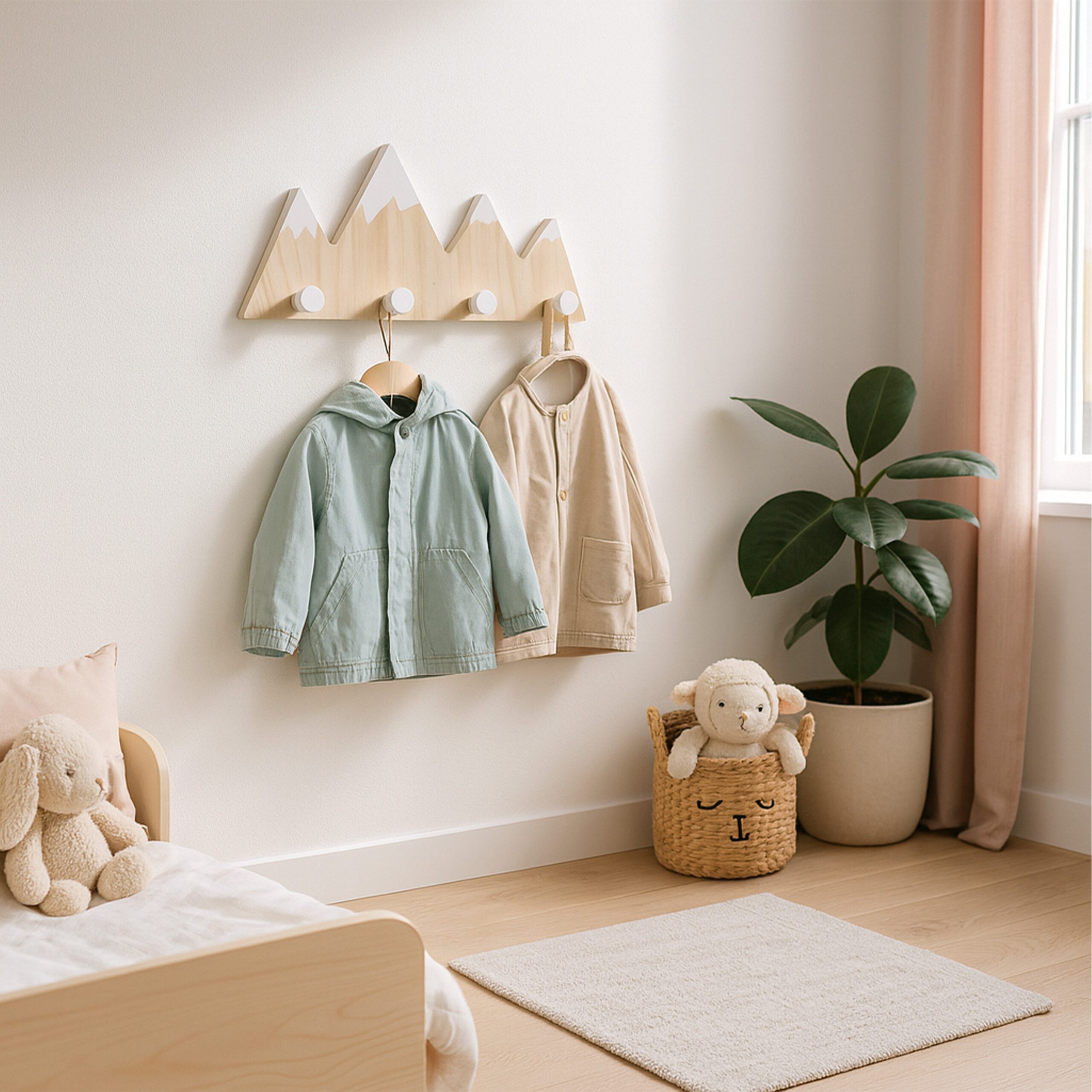 relaxdays Garderobenleiste Kindergarderobe 4 Haken Berg