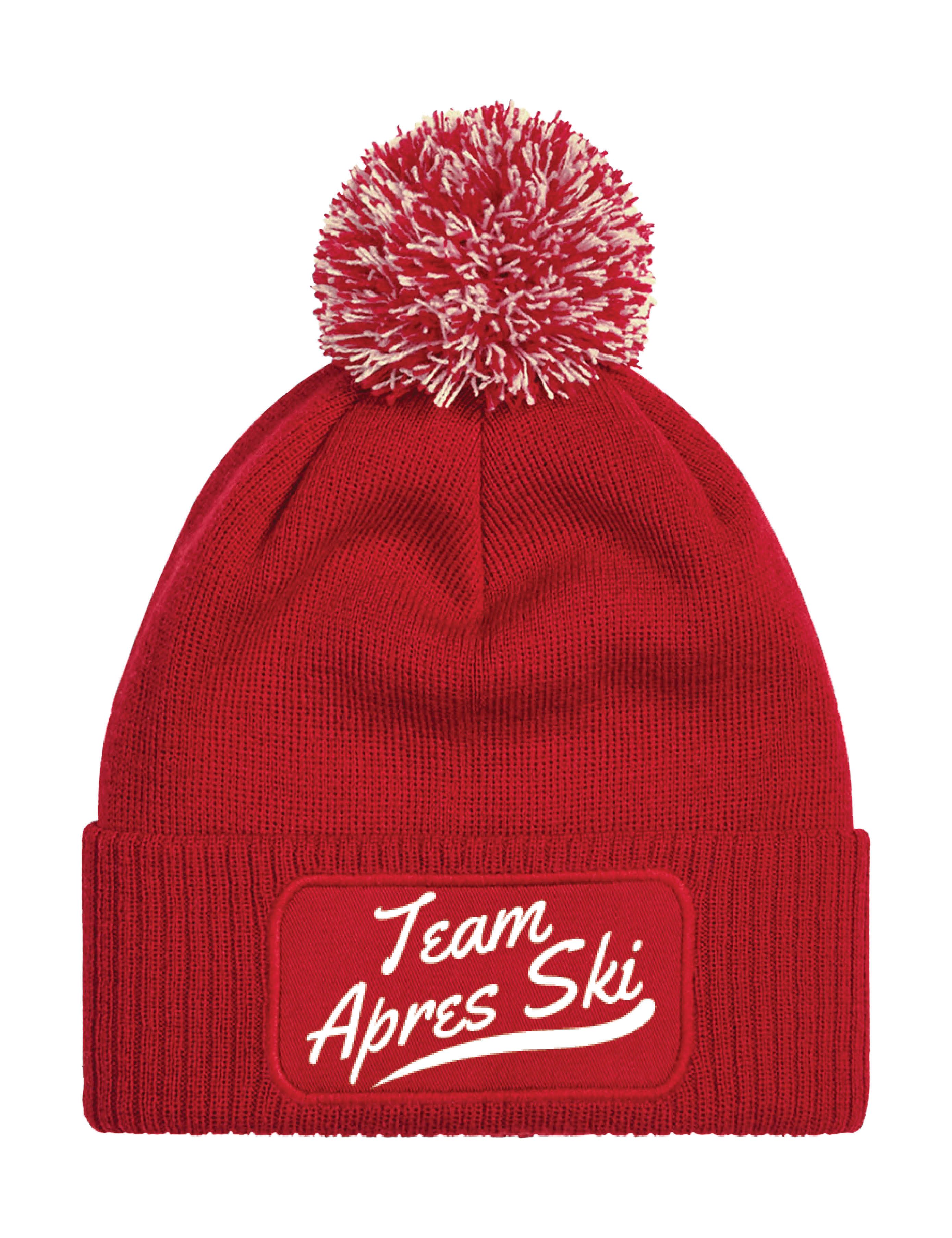 Youth Designz Beanie Unisex Strick Bommel Beanie Mütze mit Team Apres Ski Aufdruck mit lustigem Spruch für Frauen und Männer