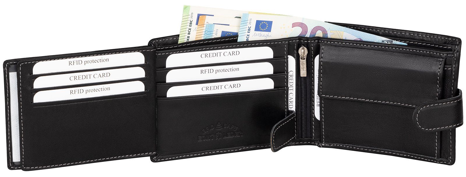 Wild Things Only !!! Geldbörse RFID echt Leder Portemonnaie Geldbörse Riegelbörse Herren Querformat, RFID Schutz – Bild 5 von 5