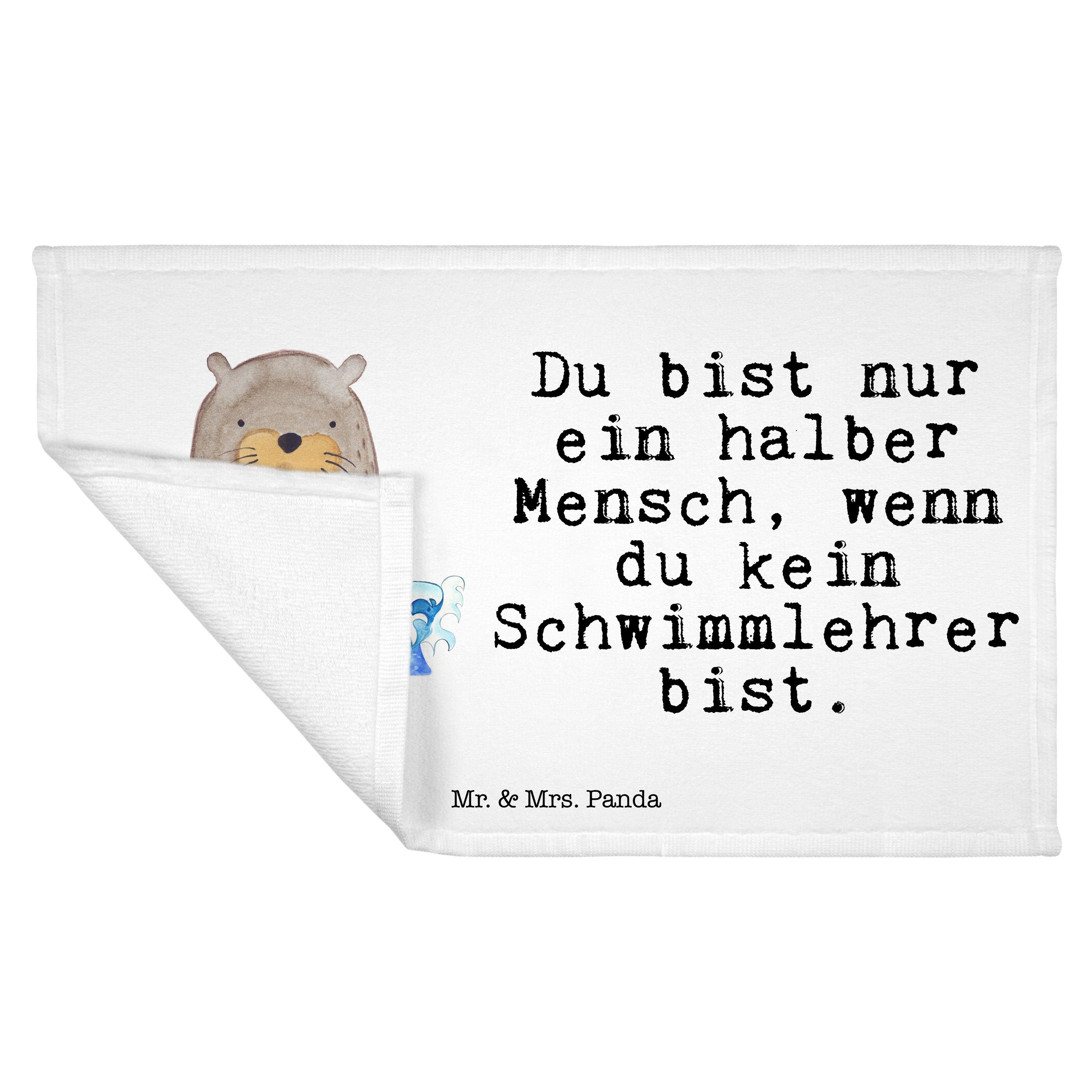 Geschenk, Herz - Weiß Handtuch mit Dankeschön, - Mrs. Panda Mr. Schwimmlehrer (1-St) & Schwimmverein,