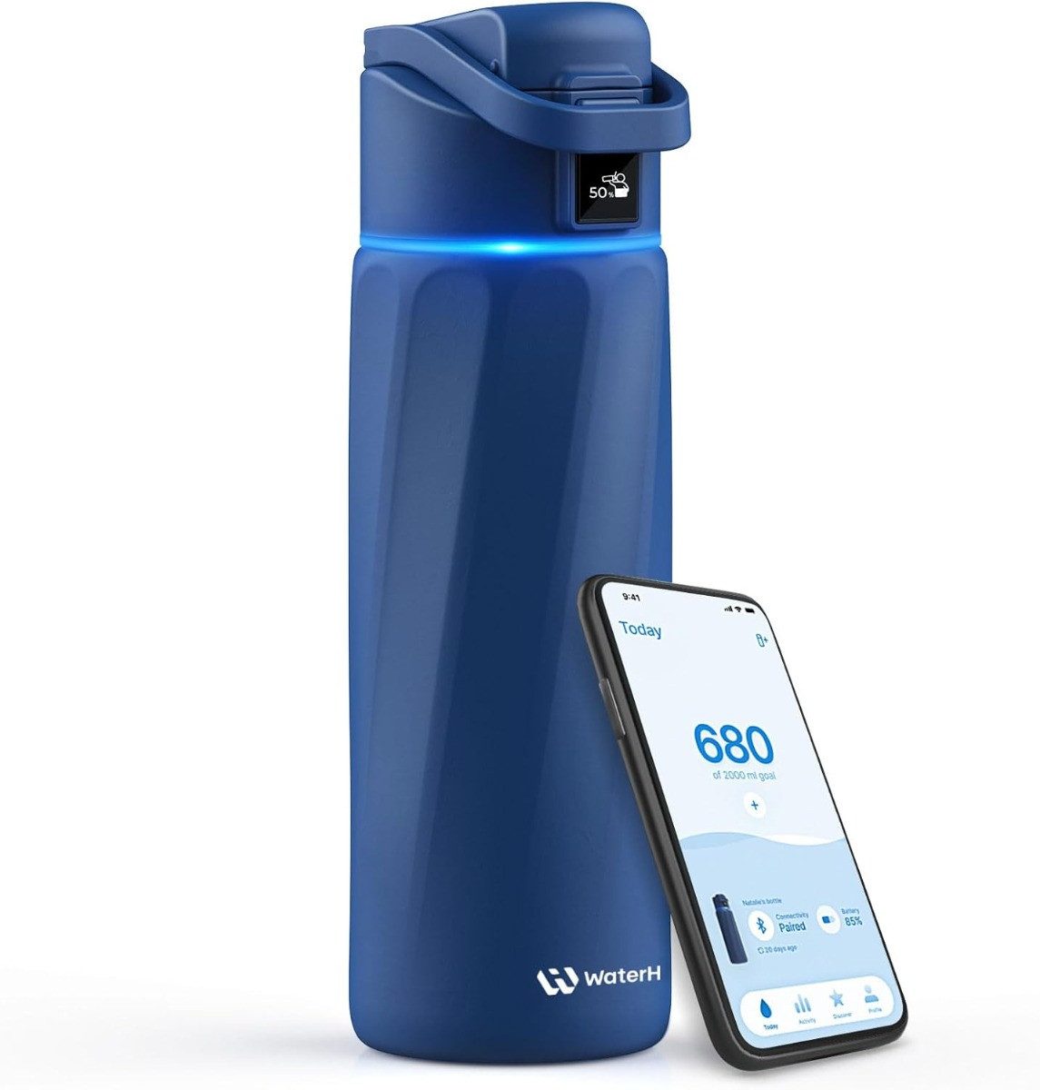 WaterH Trinkflasche, Aluminium Blau
