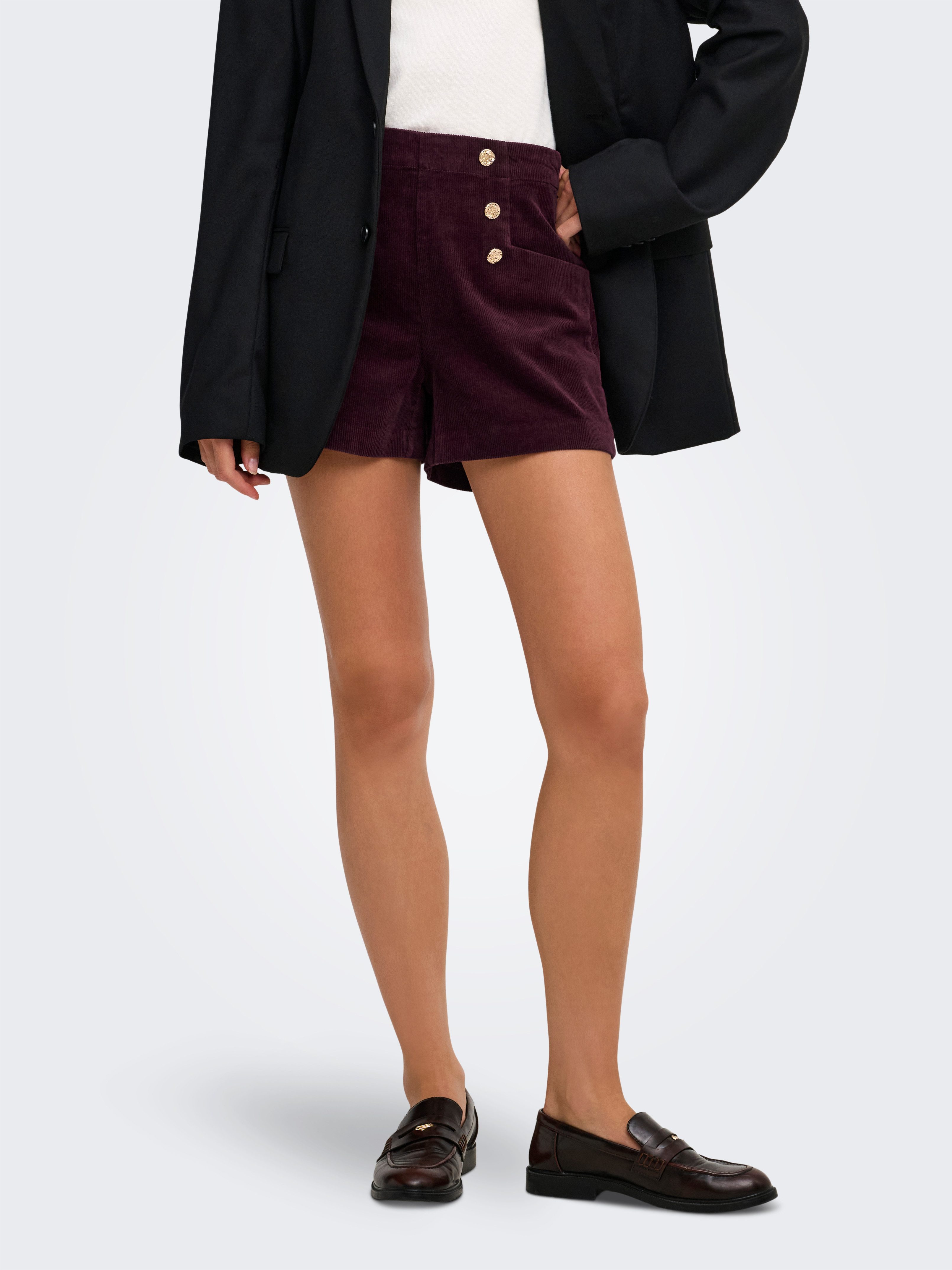 ONLY Shorts ONLZEVA HW CORD BUT SHORTS CC PNT Baumwollmischung, Cord, high waist