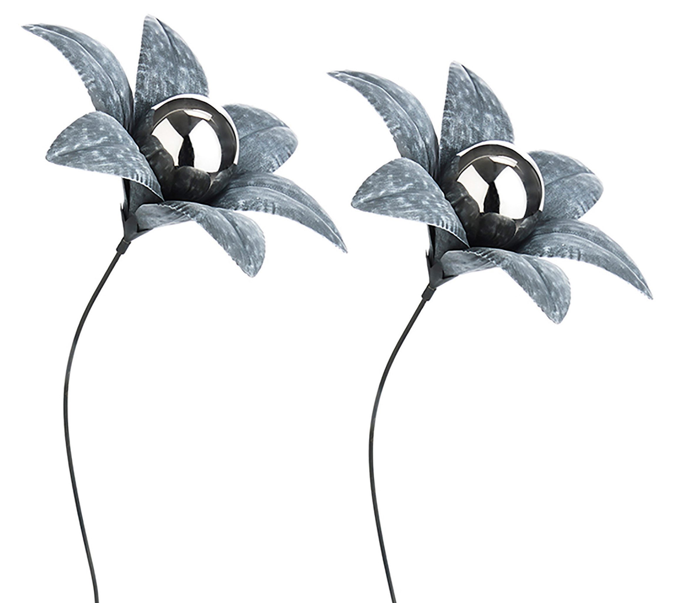 Kobolo Gartenstecker Dekostecker Blume Gray Flower S/2 aus Metall (2 Stück) günstig online kaufen