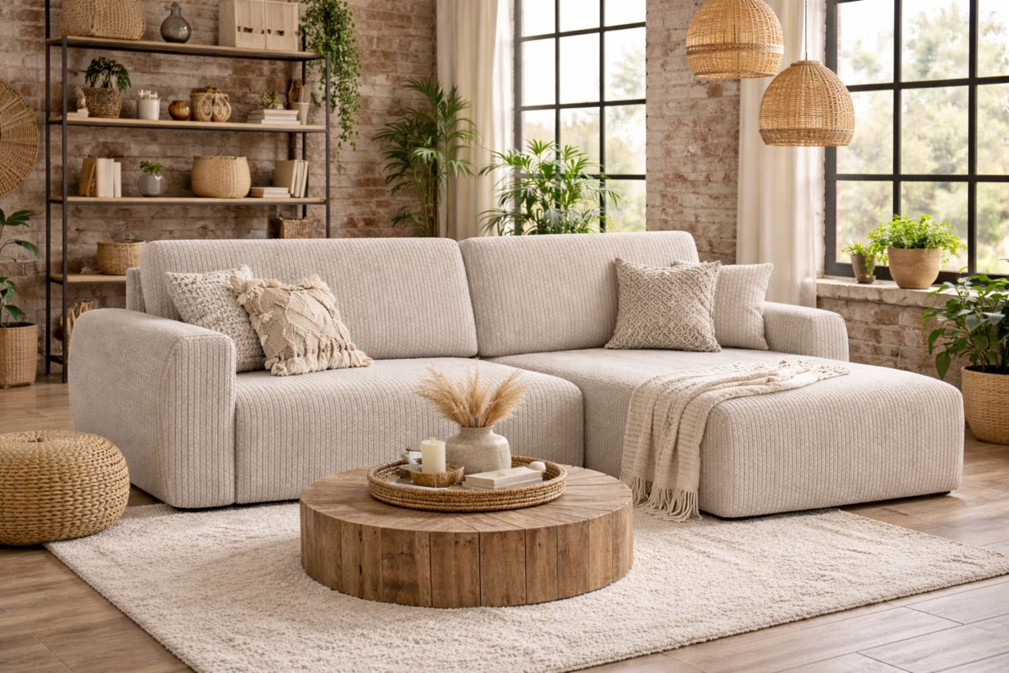 Kaiser Möbel Ecksofa mit Schlaffunktion und Bettkasten Ariel L Cord-Sofa aus Stoff Poso, mit Schlaffunktion,großzügige Liegefläche,pflegeleichter Cordstoff