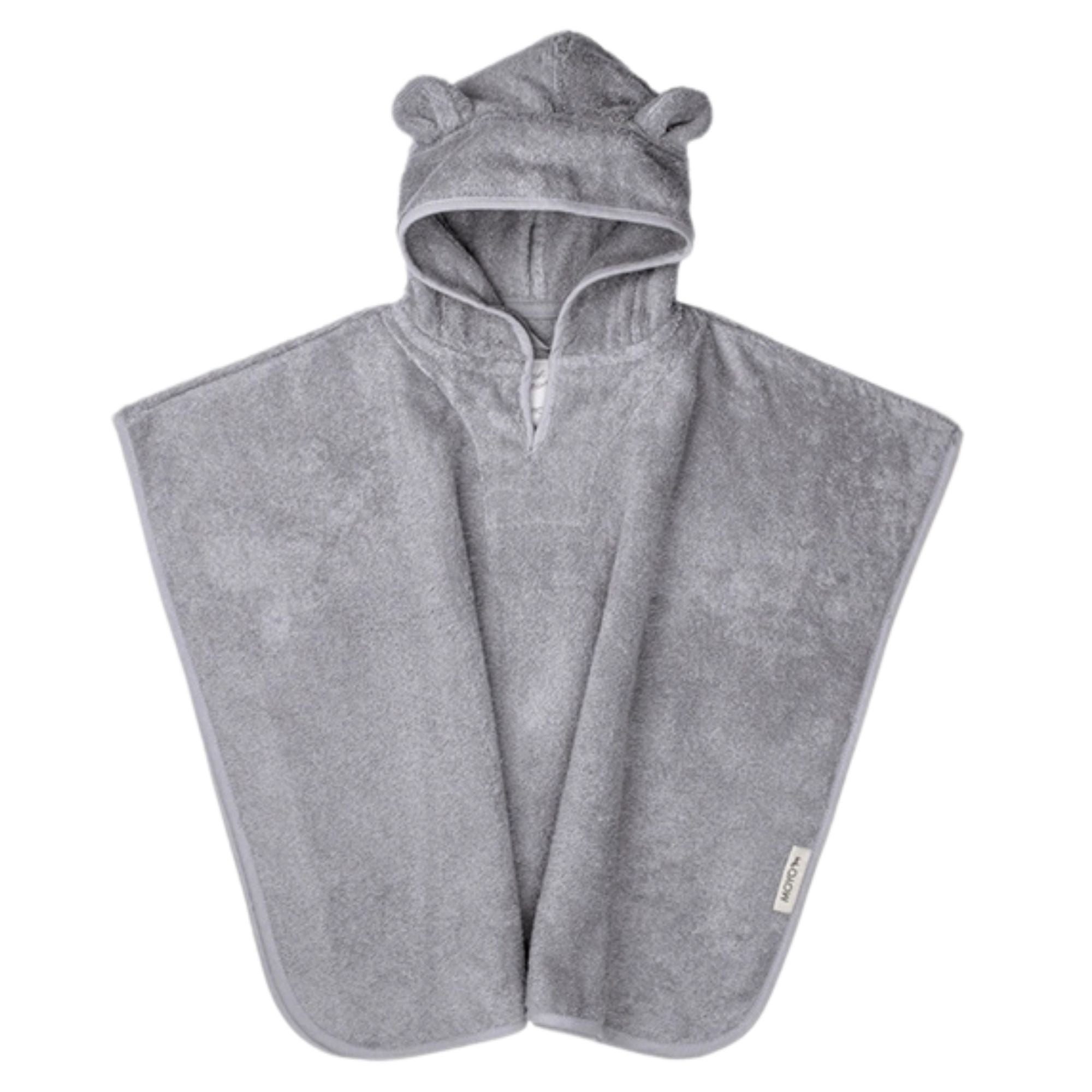 Moyo Badeponcho „Grau“ mit niedlichen Bärenohren, Kapuze, Bährenohren