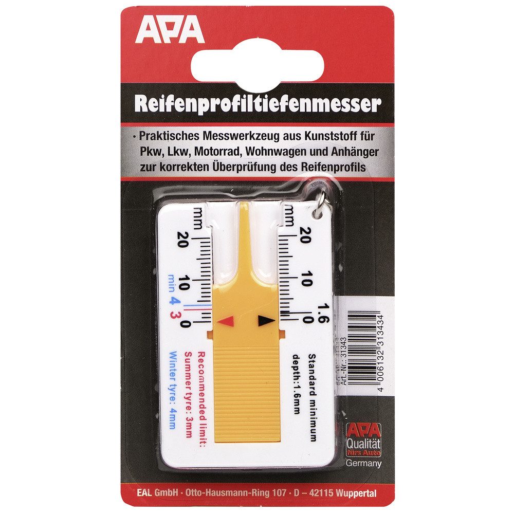 APA tire pressure sensor APA 31343 tire tread depth gauge analog measuring range depth 0 - 20 mm
