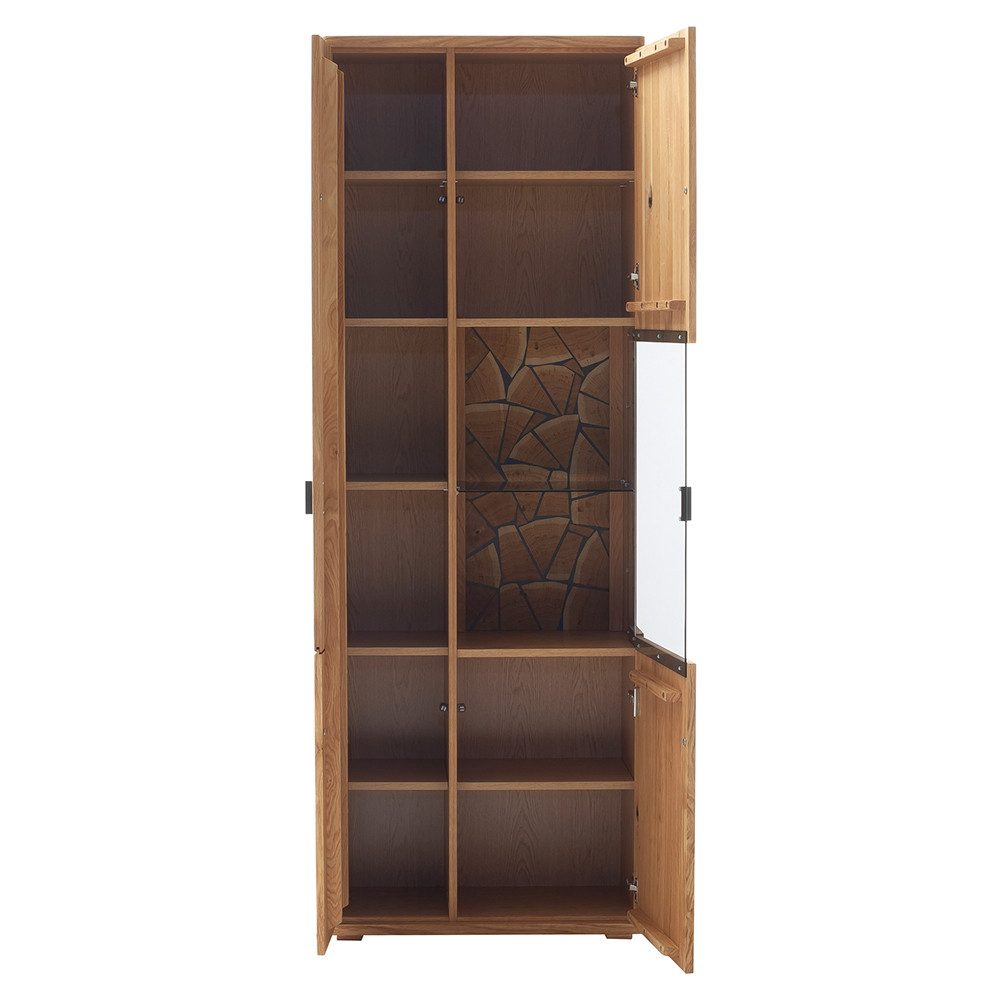 Lomadox Vitrine VELJE-05 75 cm breit, montiert, Eiche teilmassiv