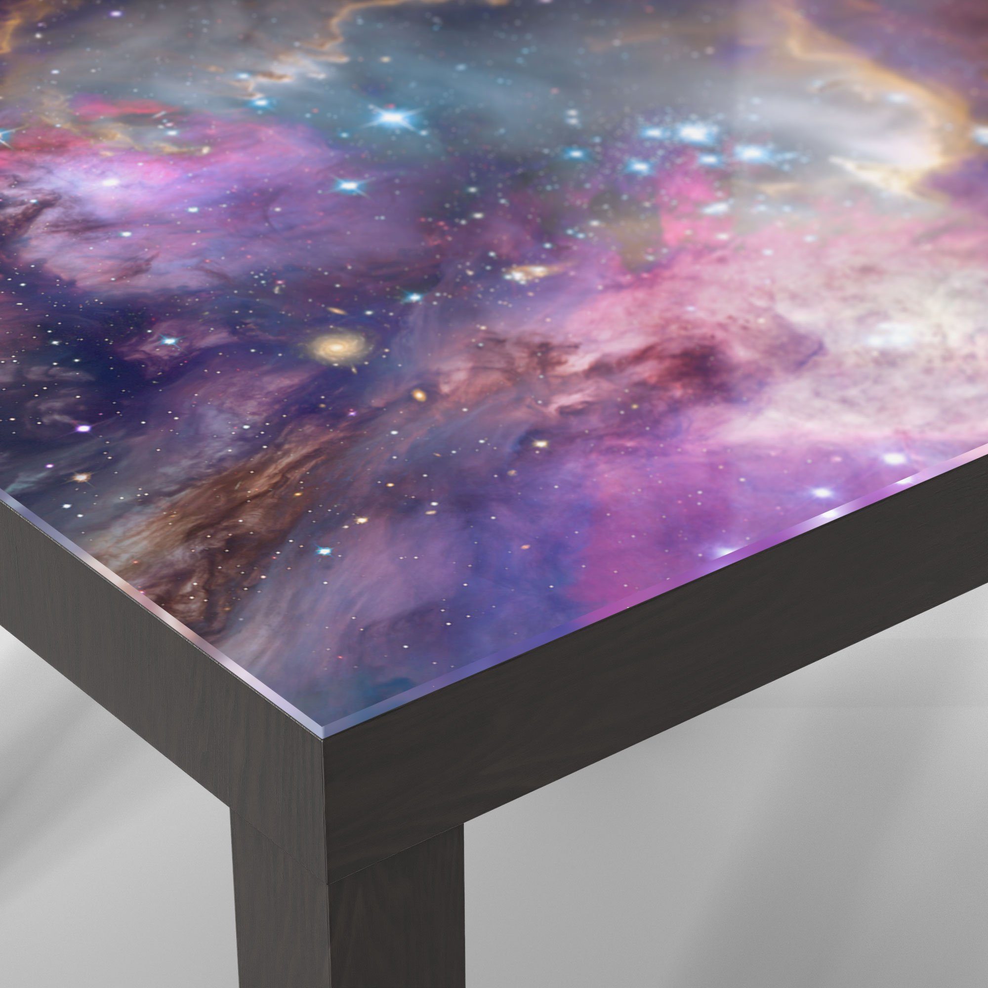 DEQORI Couchtisch 'Farbenfrohe Galaxie', Schwarz Glastisch Beistelltisch Glas modern
