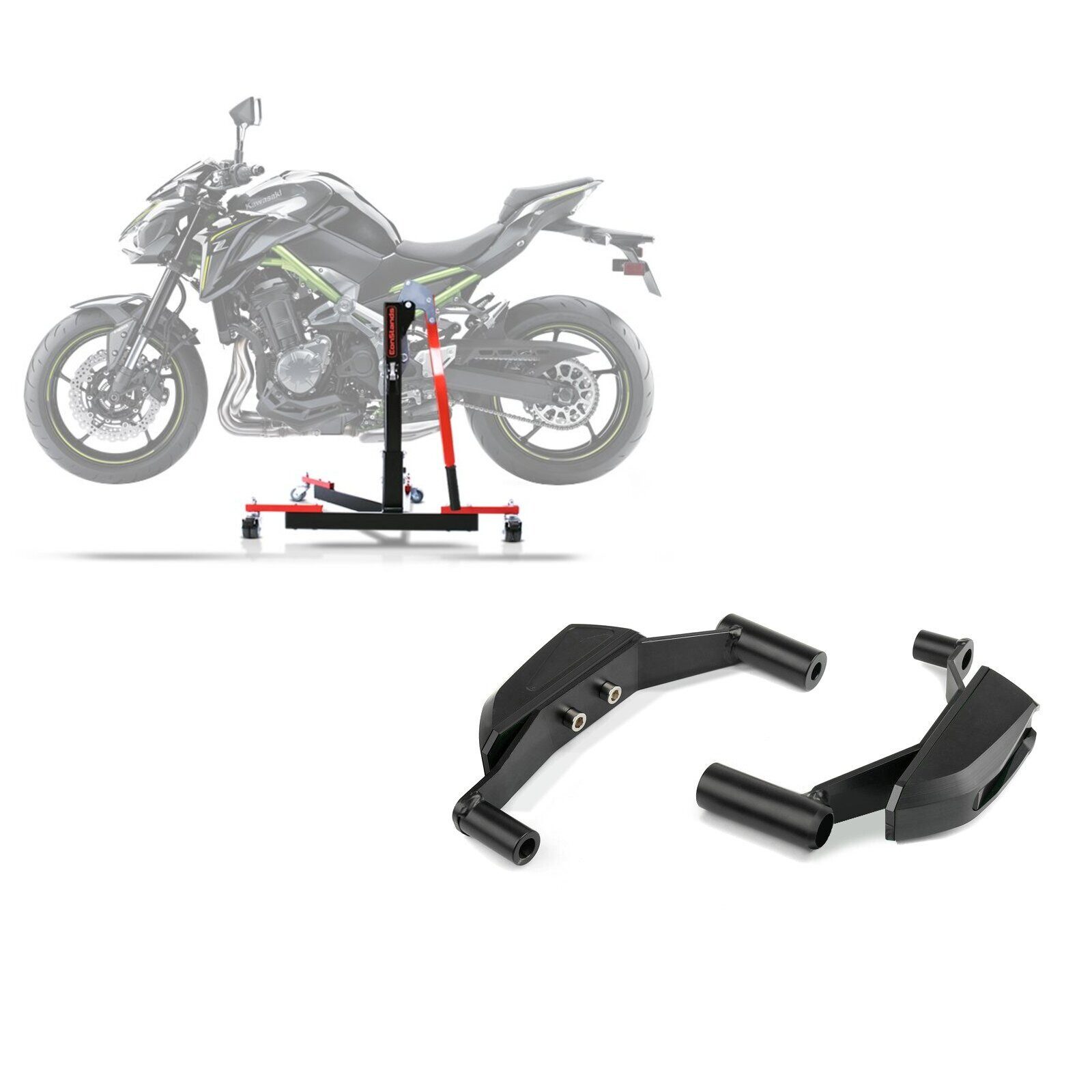 ConStands Motorradheber Set Zentralständer + Sturzpads S7