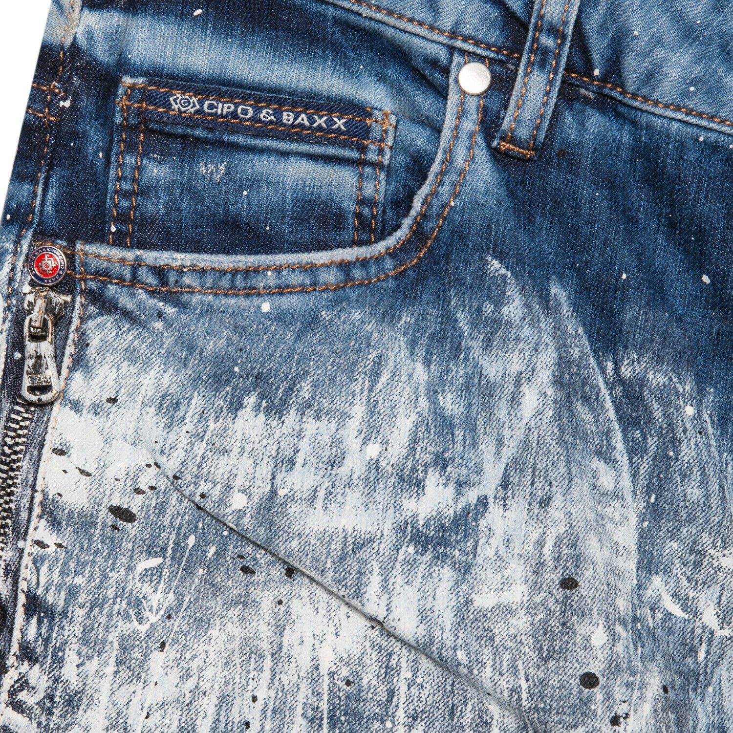 Herren Jeans Cipo & Baxx Slim-fit-Jeans Herren Jeans Hose mit coolen Graffiti Punk Prints im used Style Graffiti Schrift