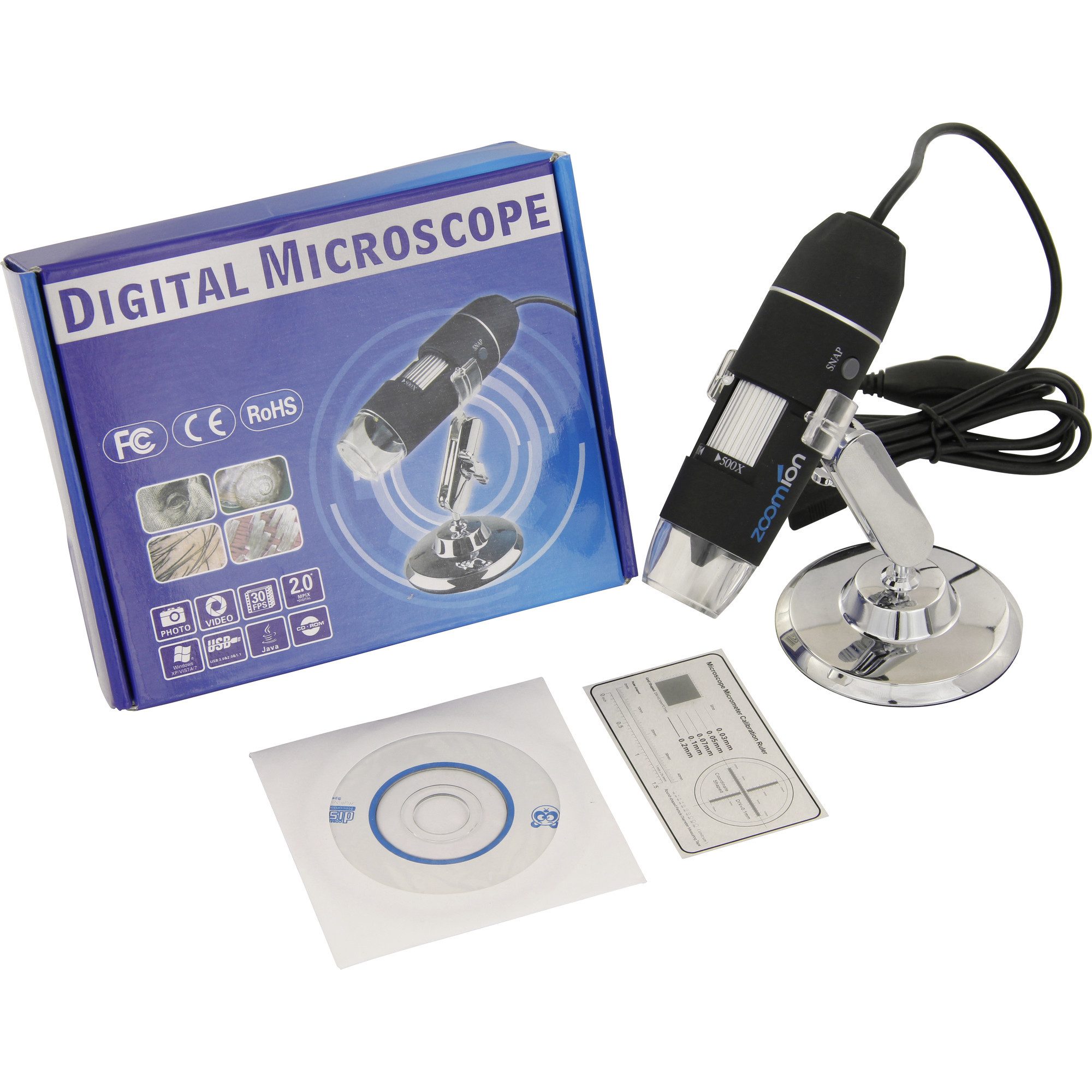 Zoomion Micron Handmikroskop 50x-500x Auf- und Durchlichtmikroskop