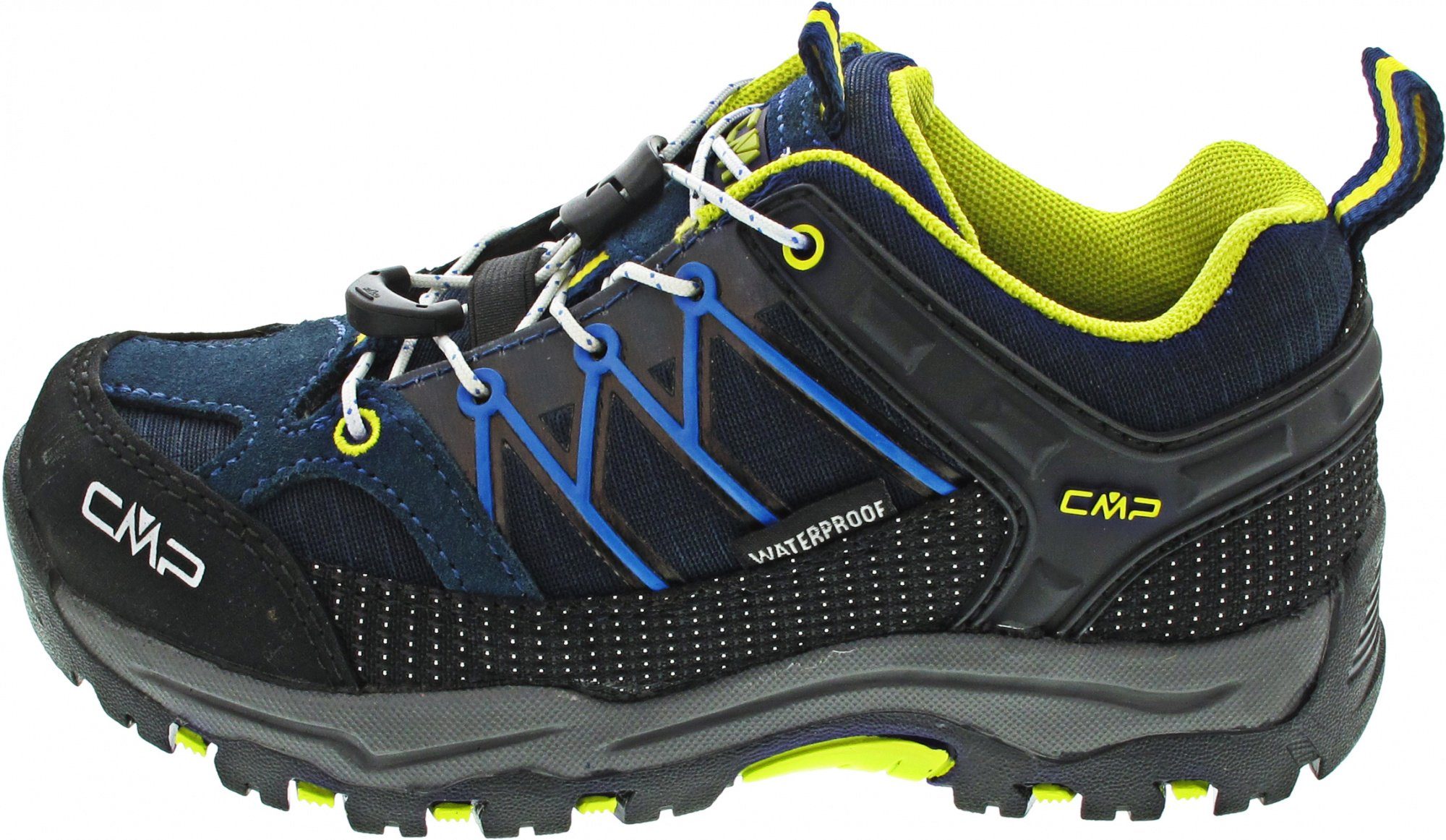 CMP Rigel Kids Low TrekkingWP Schnürschuh wasserdicht, Wechselfußbett Schwarz (Cosmo/Lemonade) atmungsaktiv, (03201684) Texmembran