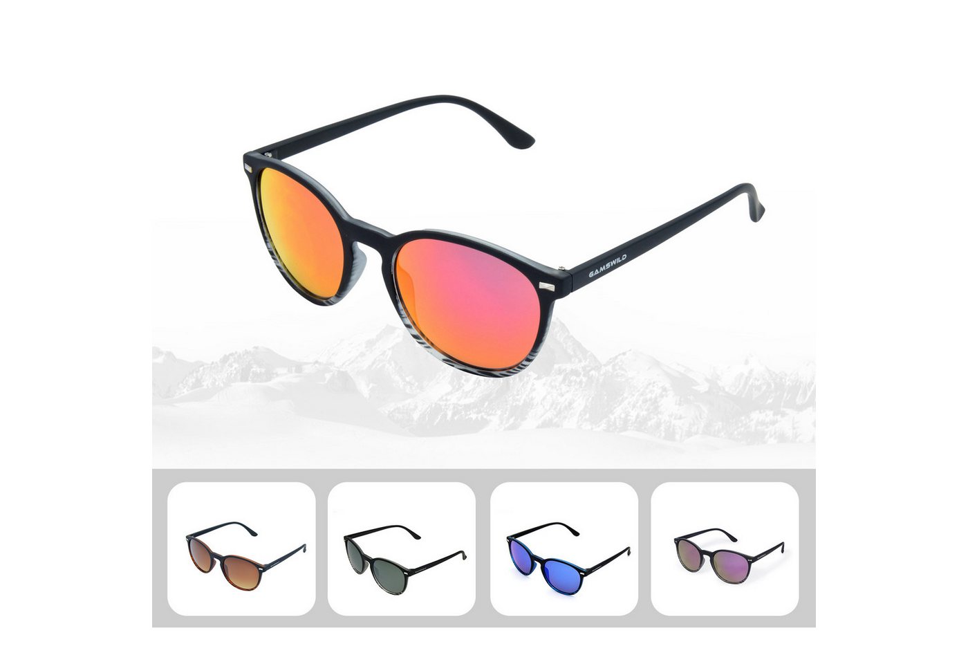 Gamswild Sonnenbrille UV400 NEU "TR90 Qualität" GAMSSTYLE Modebrille Softtouch verspiegelt Damenbrille WM1220 1222, braun, blau, pink, lila, grün