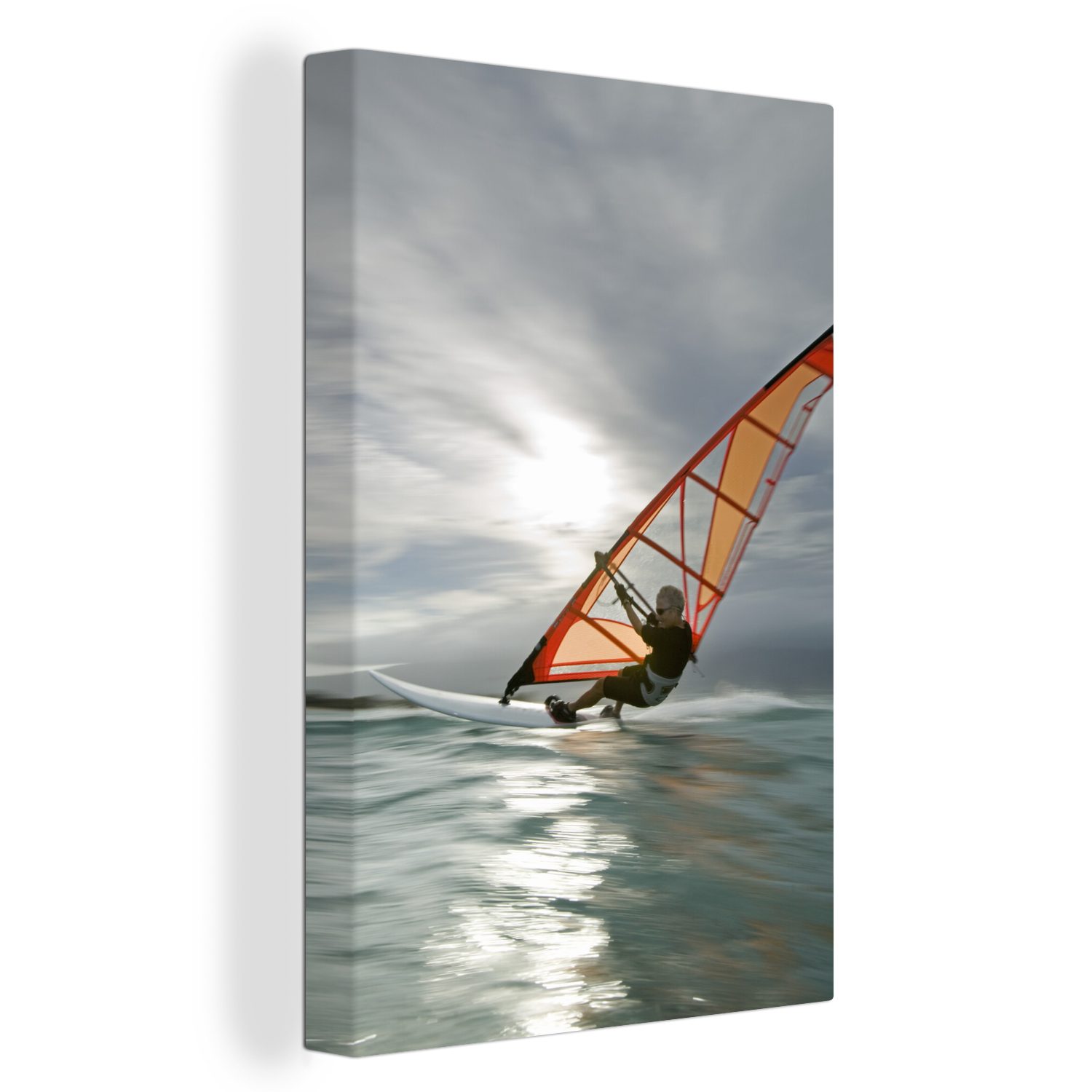 OneMillionCanvasses® Leinwandbild Ein cm Gemälde, (1 Windsurfer in Leinwandbild bespannt fertig Zackenaufhänger, 20x30 Amerika, inkl. St)