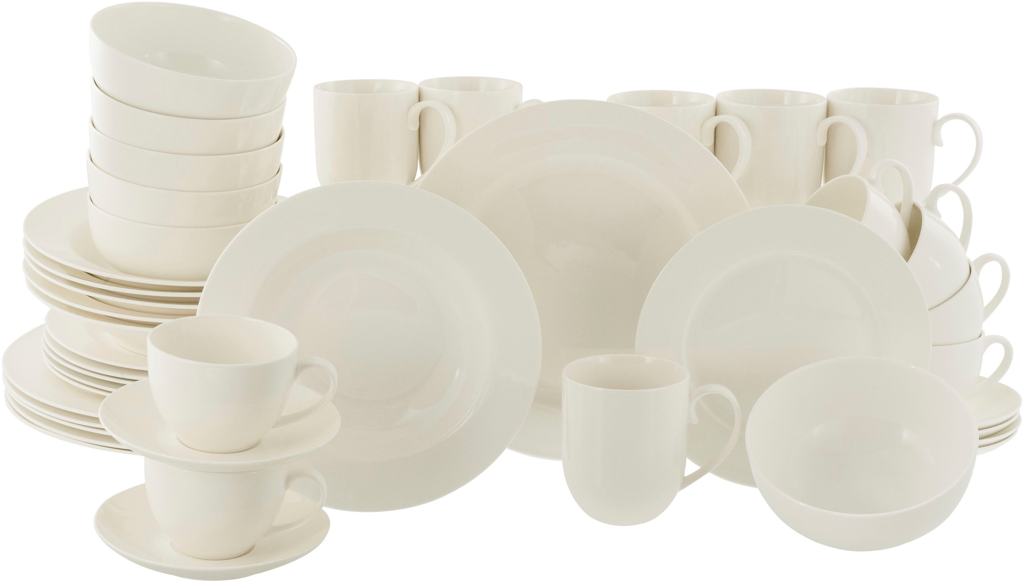 CreaTable Kombiservice Fleur Royal, Kombi-Service 42-tlg (42-tlg), 6 Personen, Porzellan, Traditionelle Fahnenform