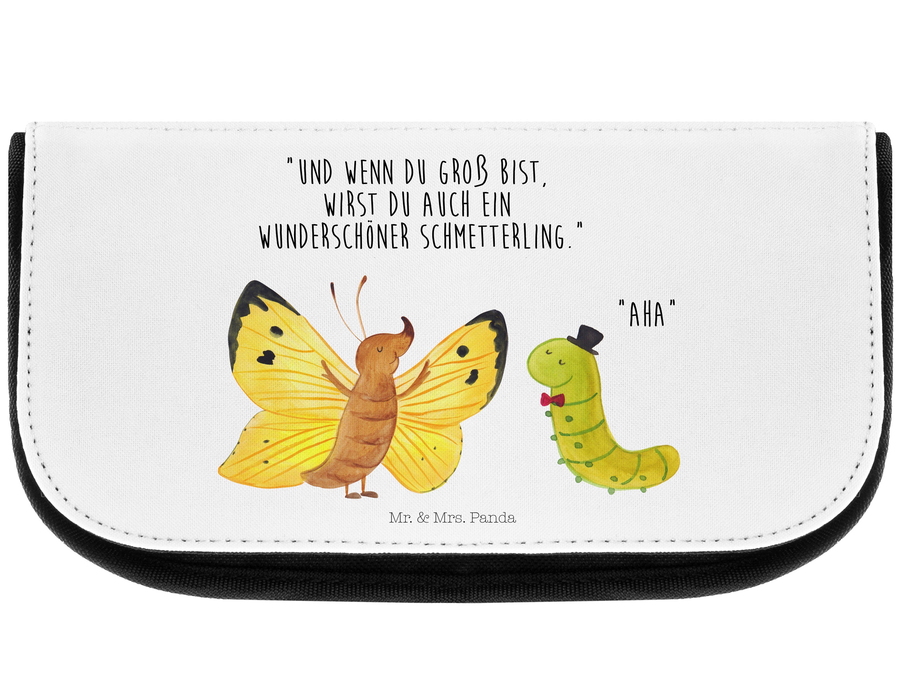 Mr. & Mrs. Panda Kosmetiktasche Raupe & Schmetterling - Weiß - Geschenk, Kokon, Schminktasche, lustig (1-tlg)