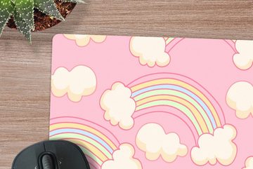 MuchoWow Gaming Mauspad Regenbogen - Wolken - Muster (1-St), Mousepad mit Rutschfester Unterseite, Gaming, 40x40 cm, XXL, Großes