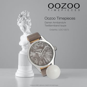 OOZOO Quarzuhr Oozoo Damen Armbanduhr Timepieces Analog, Damenuhr rund, groß (ca. 45mm) Textilarmband, Fashion-Style