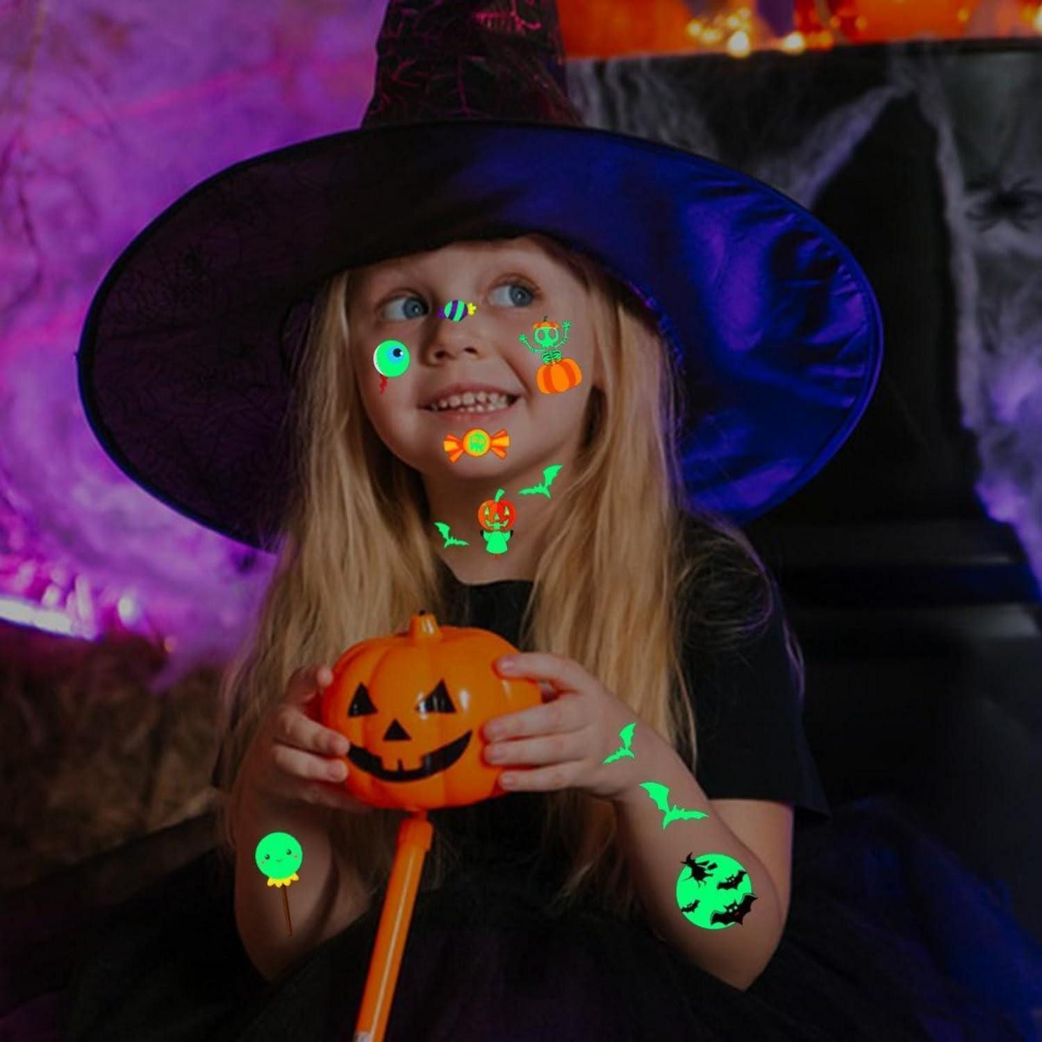 LuxusKollektion Kindertattoo Tattoos Halloween Kinder 10 Blatt Leuchtende Deko A