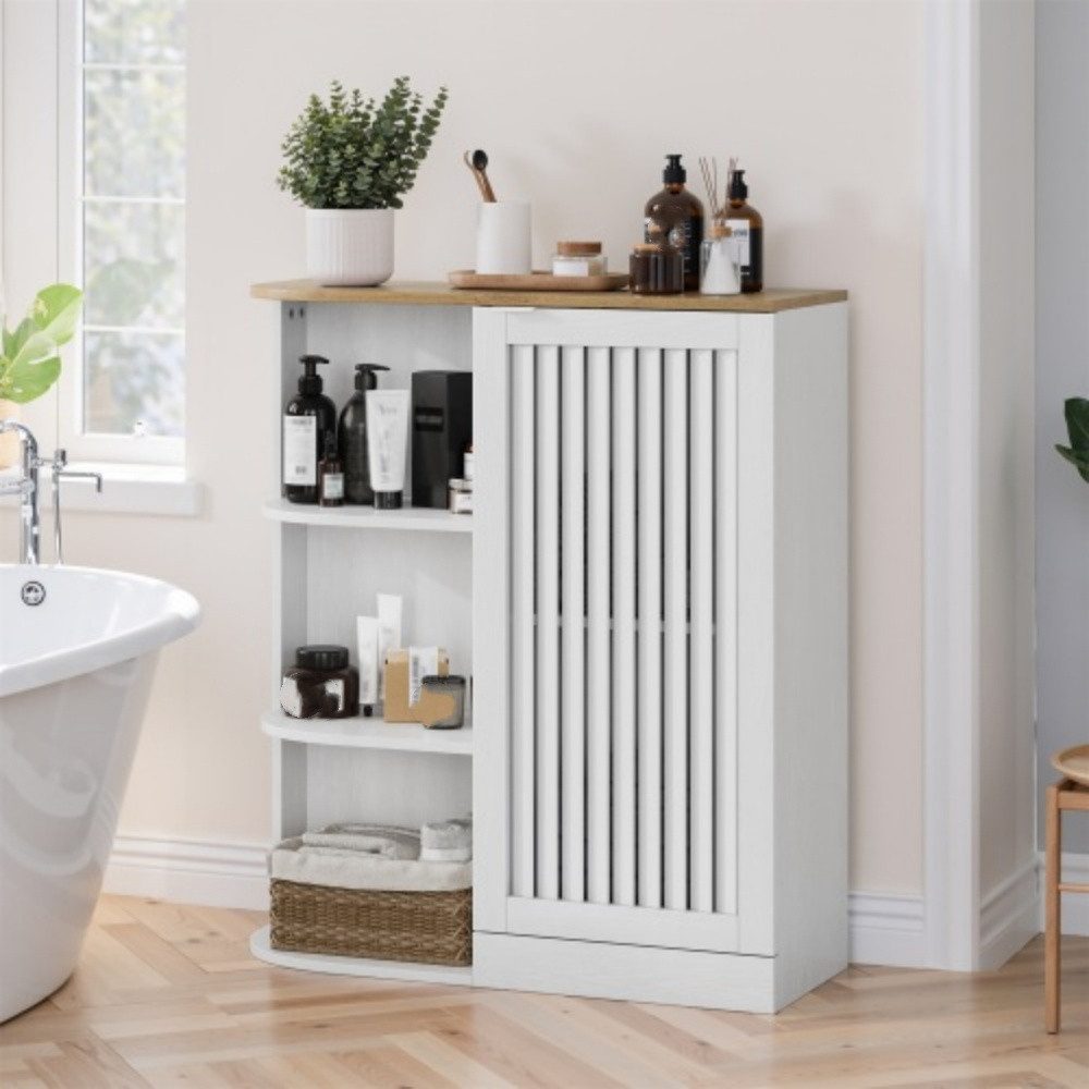 XDeer Eckschrank Eckschrank, Eckbadezimmerschrank mit offenen Lagerschränken, Lagerschrank mit Gittertüren und verstellbaren Regalen, für Badezimmer