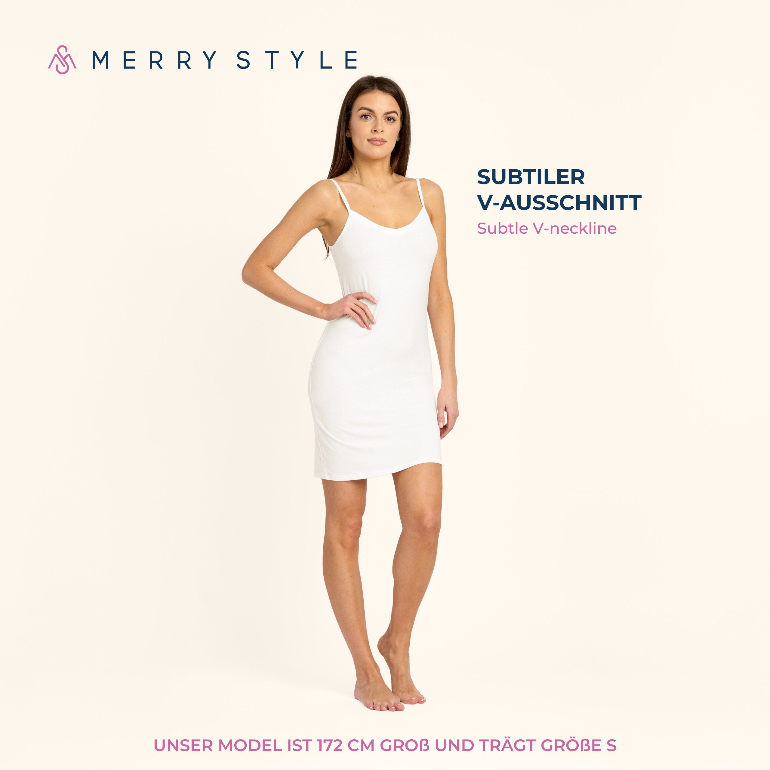 Merry Style Unterkleid Damen kurz Viskose MS10-315 (1-tlg) verstellbare Träger