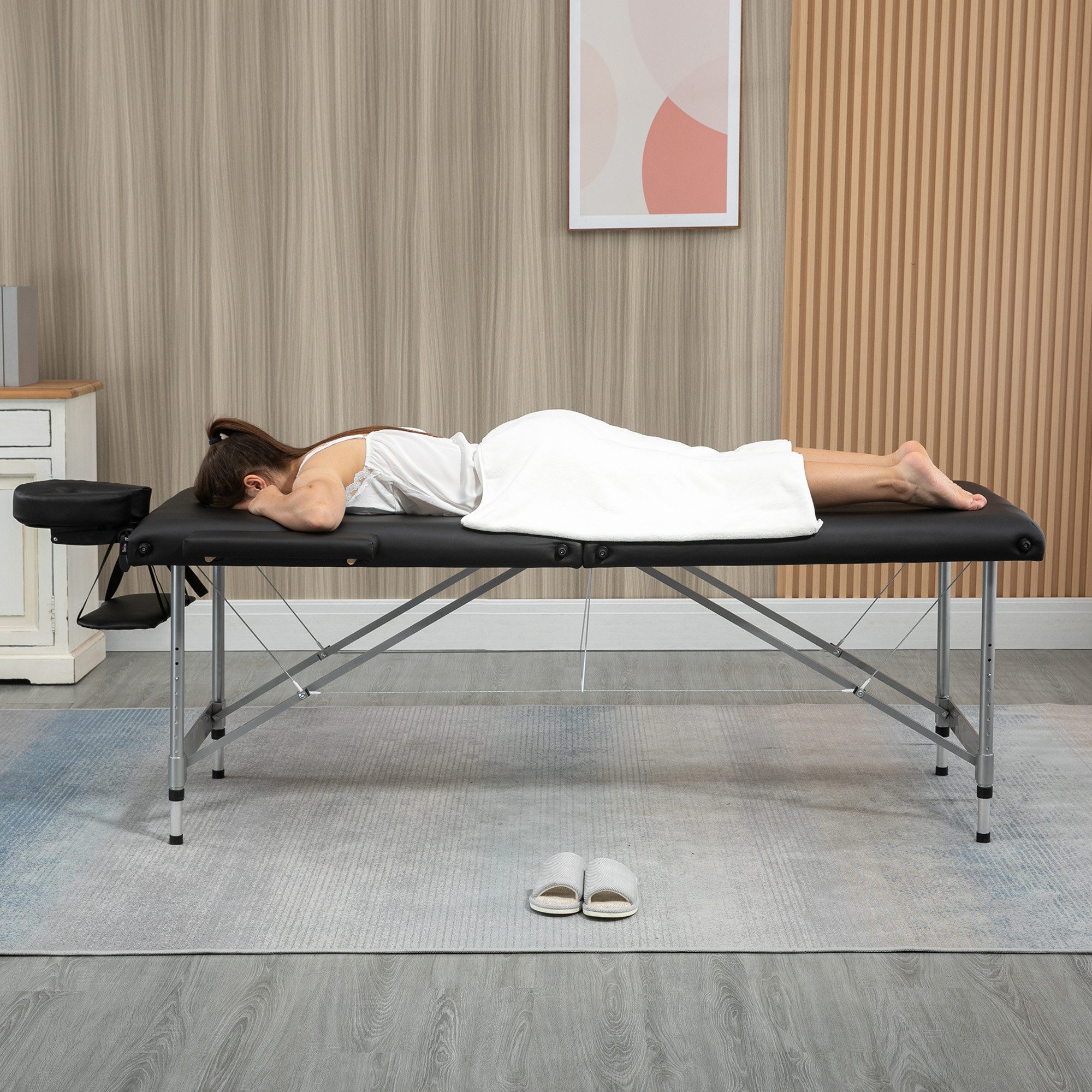 MC Star Massageliege klappbar Professioneller 7-Zonen Massagetisch, höhenverstellbar (belastbar bis 130kg, ideal für Spa & Salon, Schwarz)