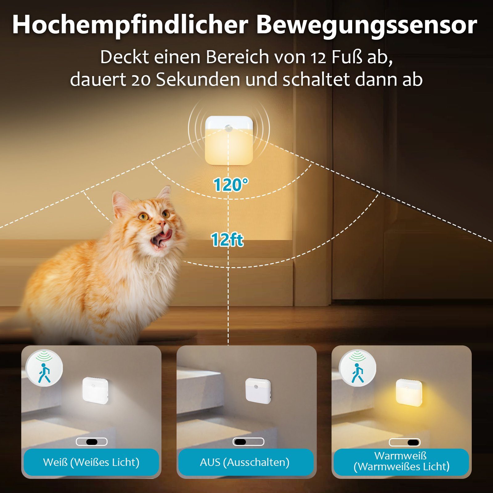Rosnek LED Nachtlicht Wiederaufladbar, Bewegungssensor, für Kleiderschrank günstig online kaufen