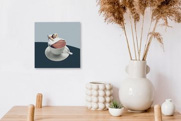OneMillionCanvasses® Leinwandbild Frau - Kaffee - Jahrgang, (1 St), Leinwand Bilder für Wohnzimmer Schlafzimmer