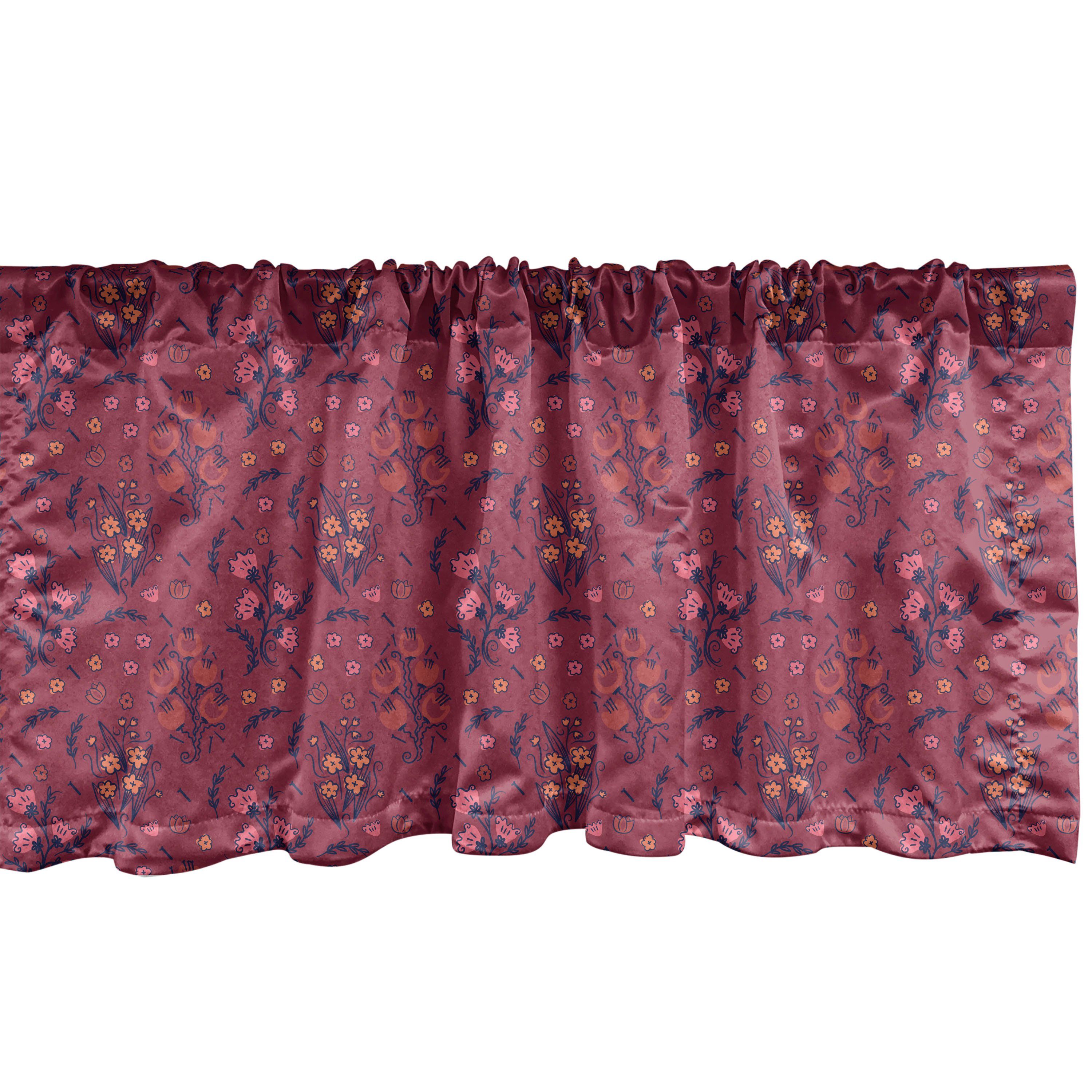 Scheibengardine Vorhang Volant für Küche Schlafzimmer Dekor mit Stangentasche, Abakuhaus, Microfaser, Botanisch Blumen Zweige Frühling