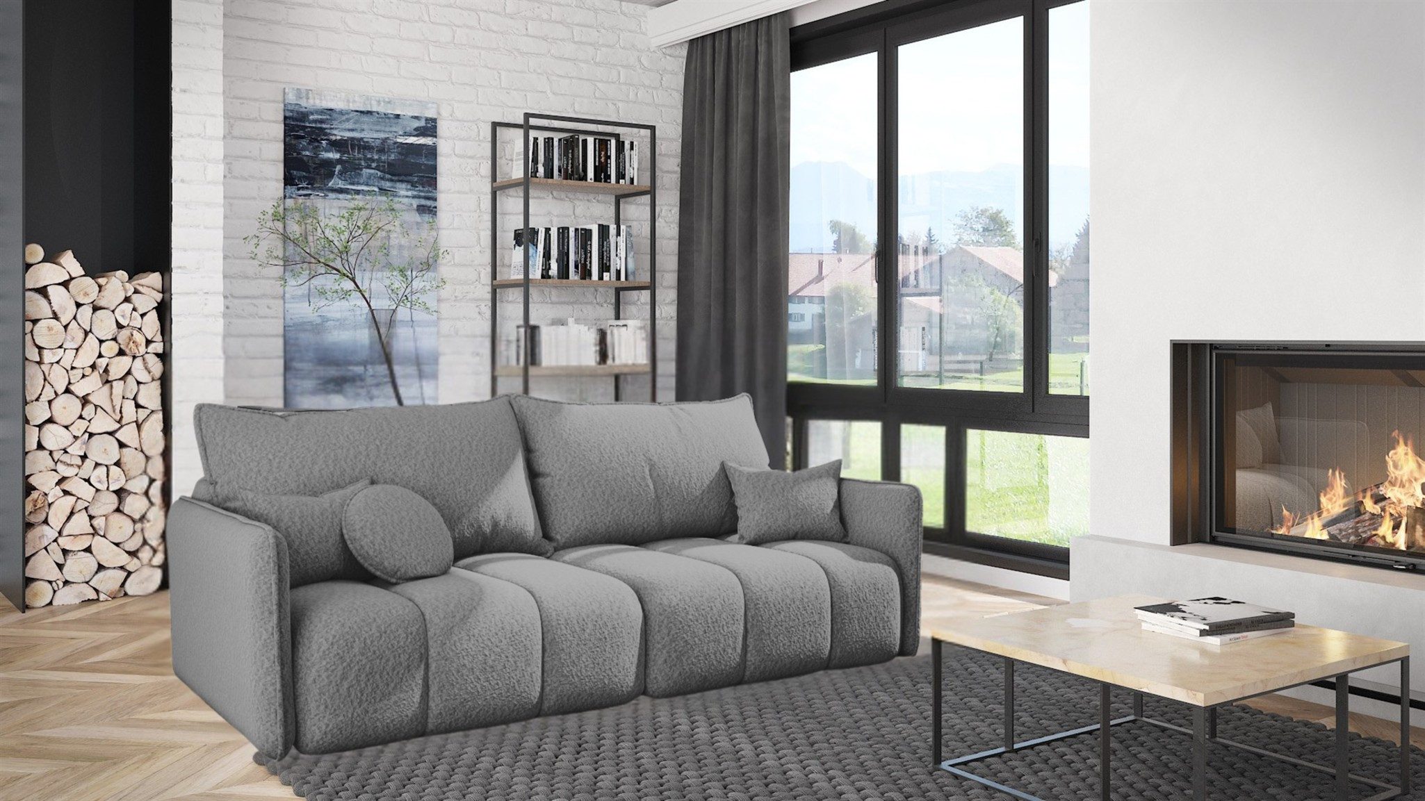 Fun Möbel 3-Sitzer Sofa FUN AITOR mit Schlaffunktion in Stoff Abriamo, mit Bettkasten