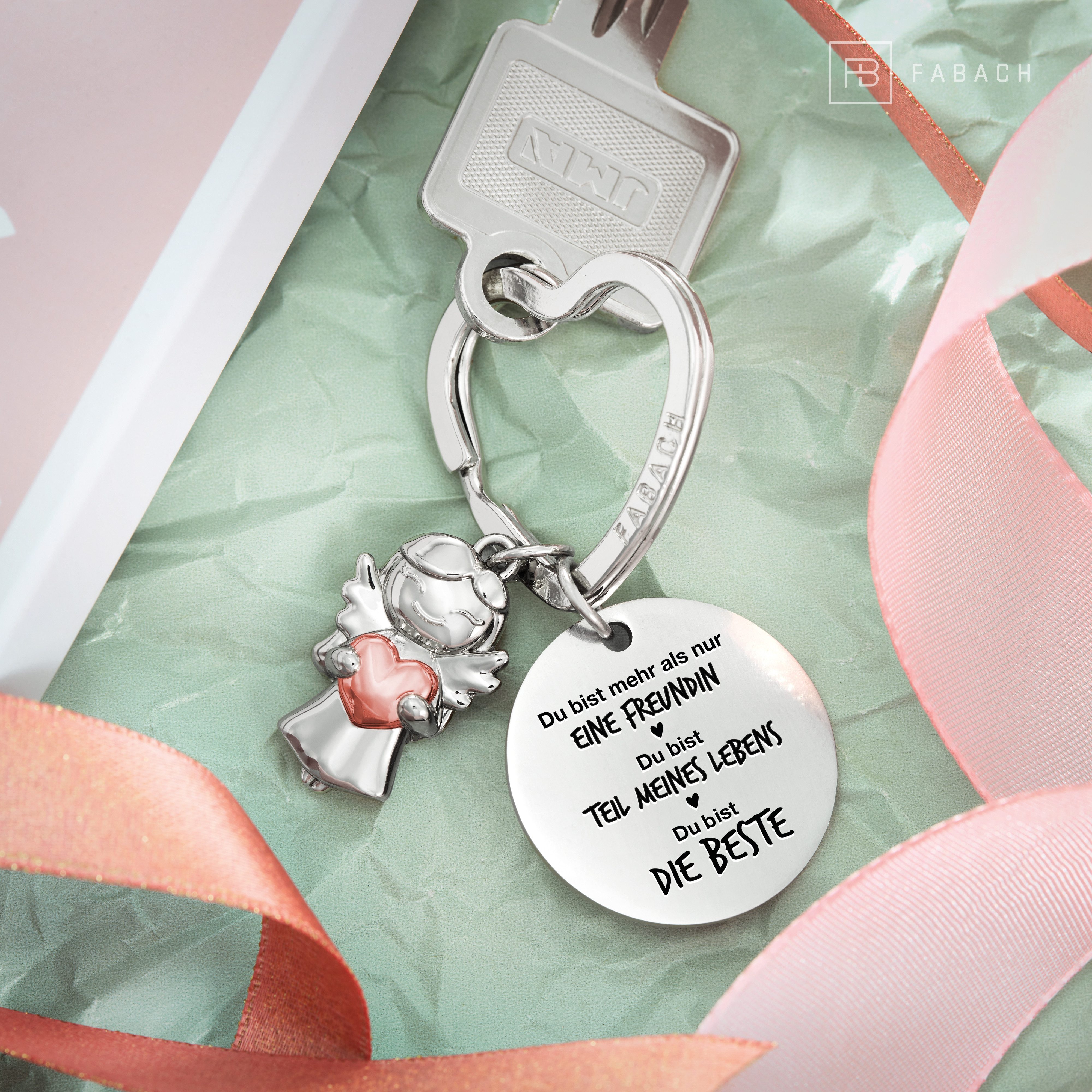 FABACH Schlüsselanhänger Schutzengel Star in Charms Größe mit Gravur "Beste Freundin" – Bild 5 von 5
