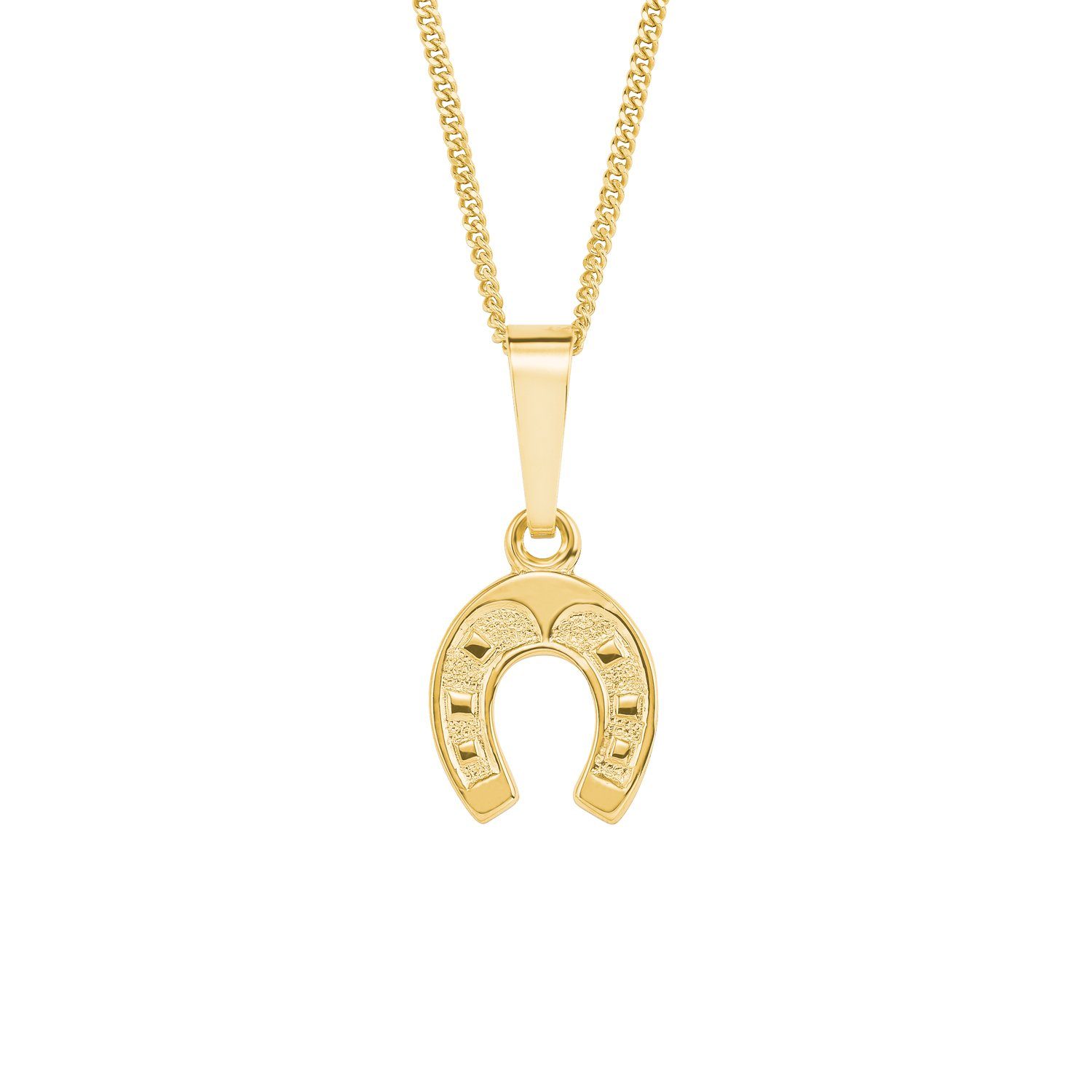 Amor Kette mit Anhänger für Kinder, Unisex, Gold 375, Hufeisen (2-tlg.,  Kette mit Anhänger)