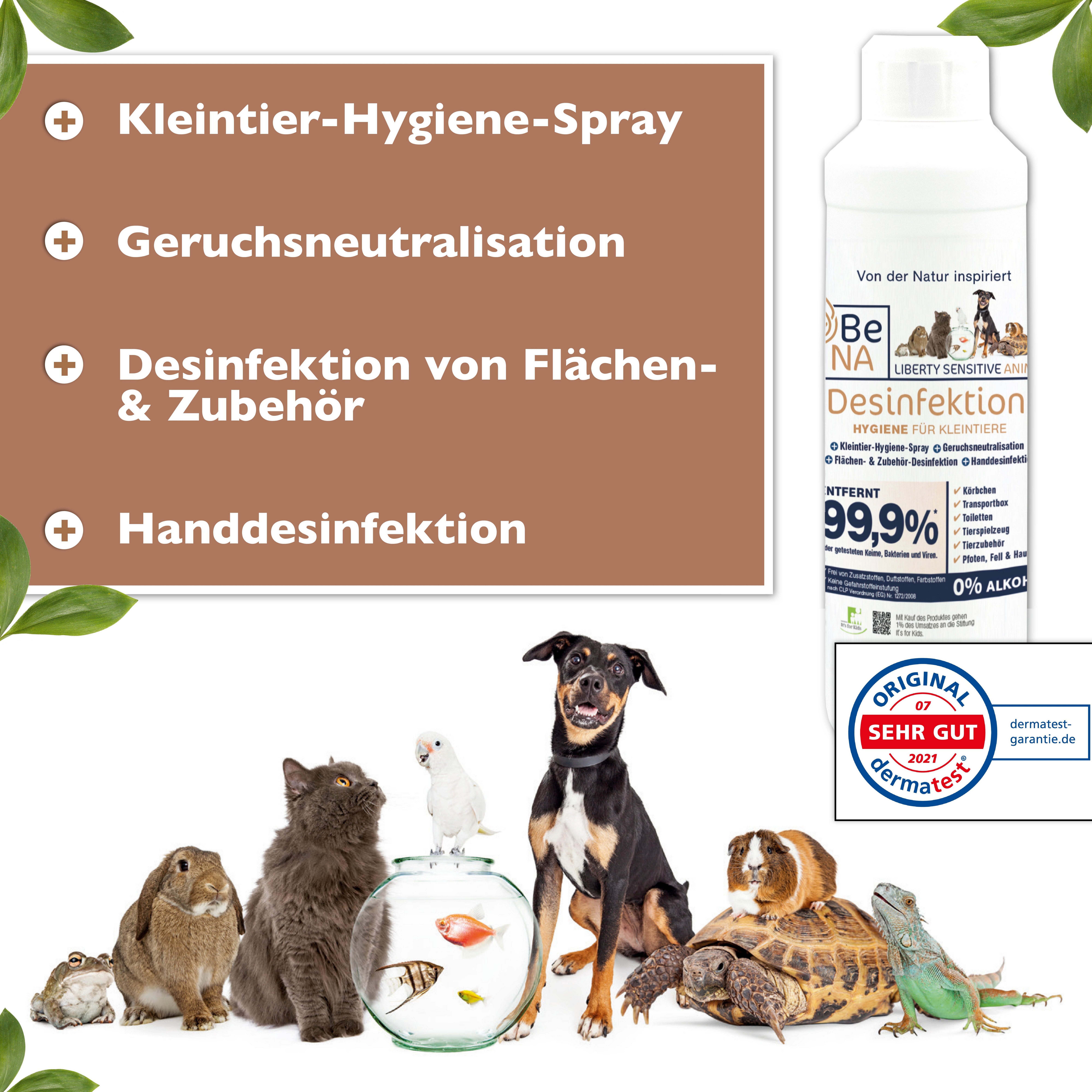 Katzen Spray in Made OHNE BeNA - ml, & # ALKOHOL Hund Hygiene Hunde Reinigungsspray 250 Kleintiere, für Katzen, Germany) Desinfektion # (Desinfektionsmittel