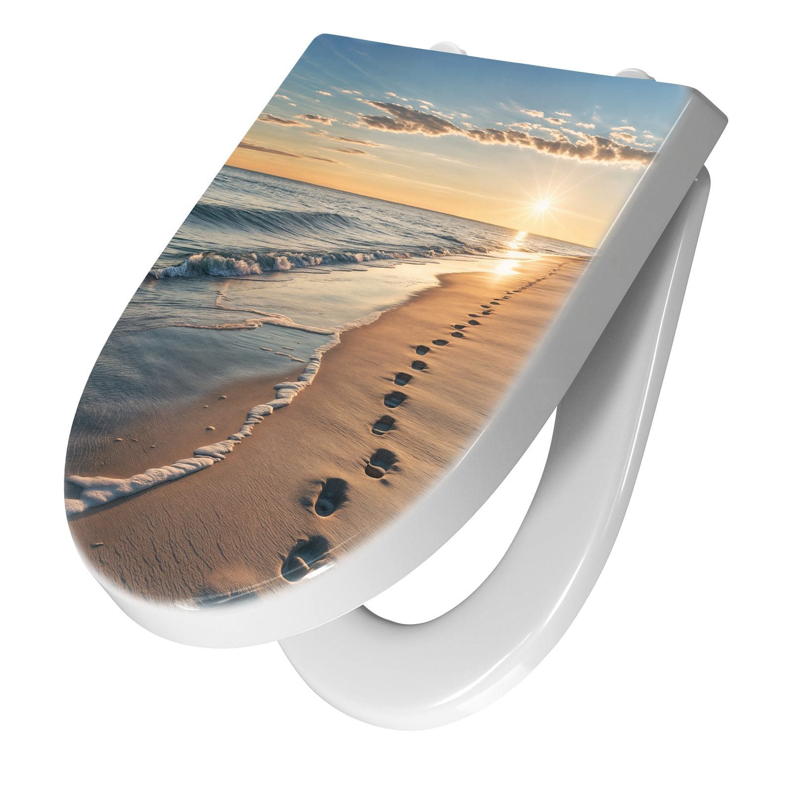 Primedeco WC-Sitz mit Absenkautomatik Motiv Strandspuren günstig online kaufen