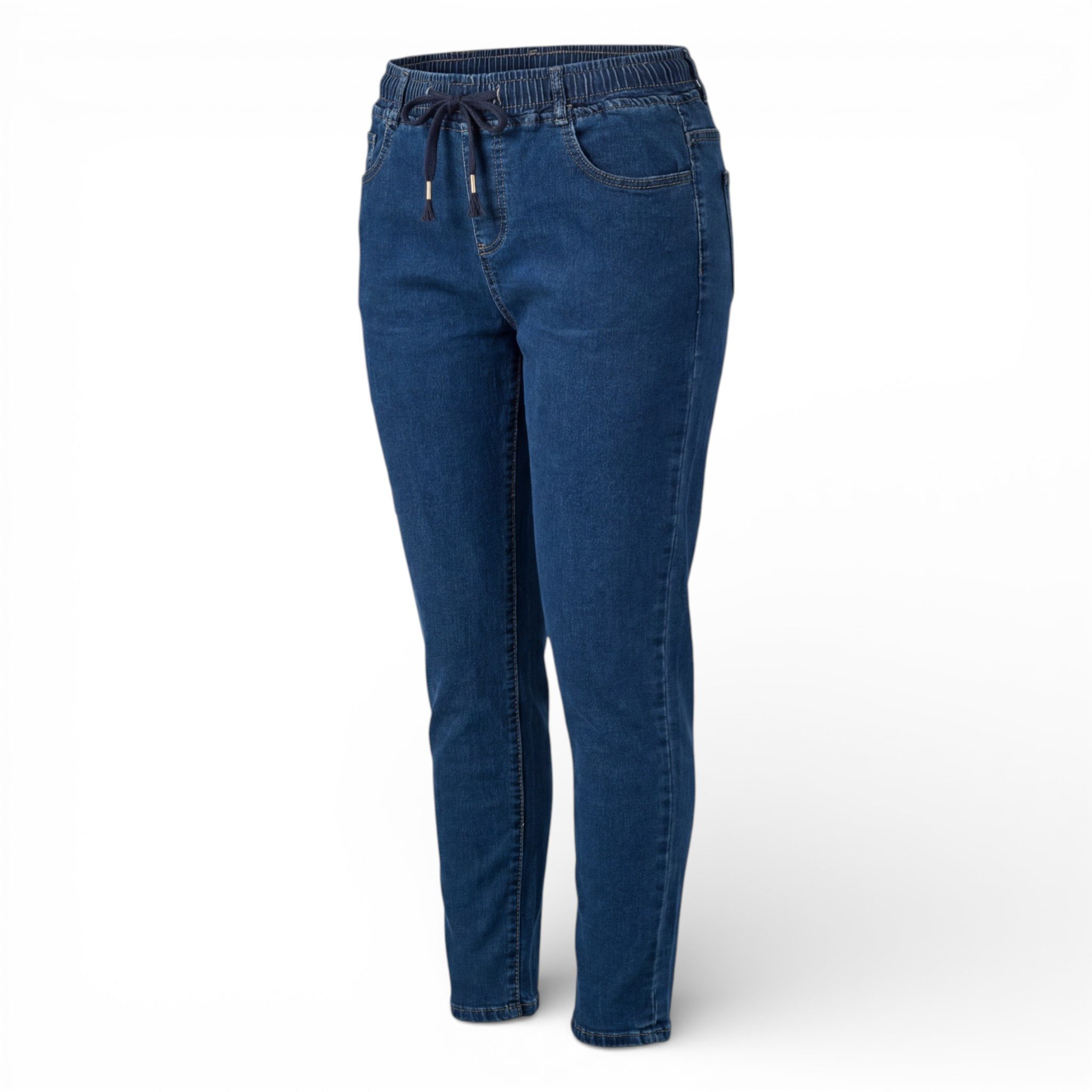 Stretch-Hose Damen Freizeit Jeans Bequeme Schlupfjeans Karotten Schnitt