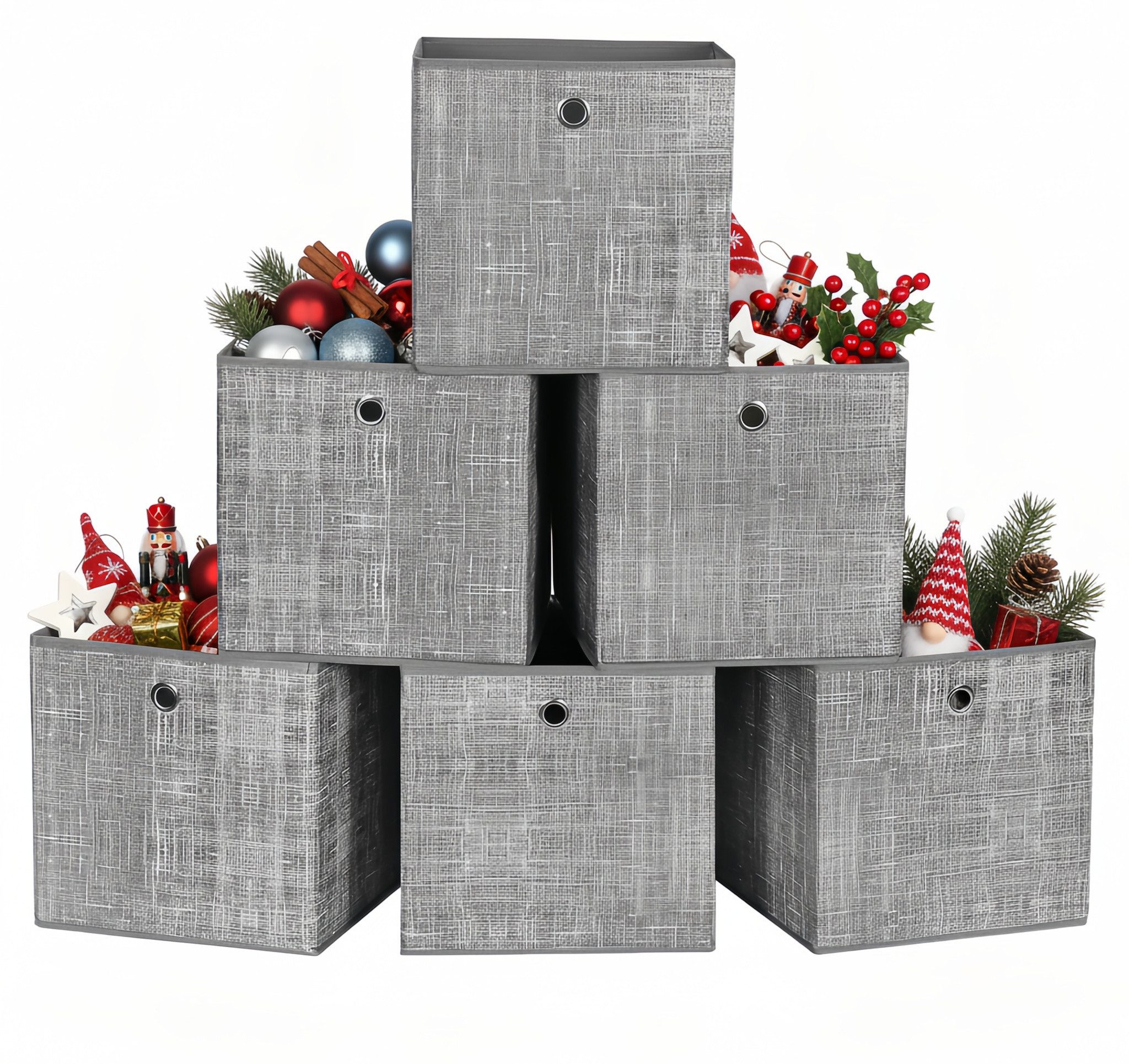 SONGMICS Aufbewahrungsbox Ordnungsboxen (Aufbewahrungsbox, 6er Set, Ordnungsboxen aus Vliesstoff mit Griff), Aufbewahrungsbox, 6er Set, Ordnungsboxen mit Griff