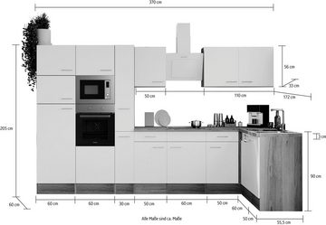 RESPEKTA Küchenzeile Oliver, Breite 370 cm, wechselseitig aufbaubar