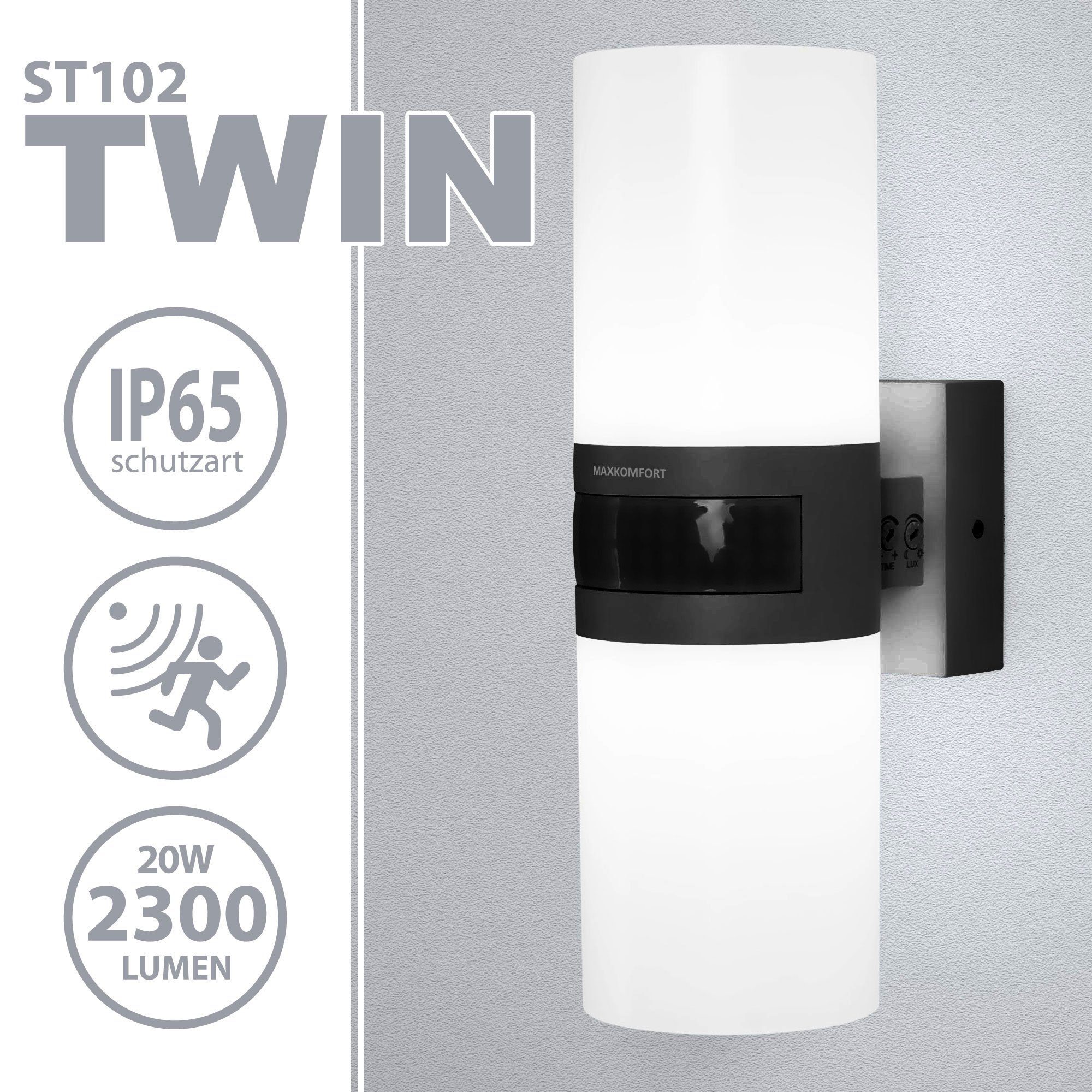 Maxkomfort Wandleuchte TWIN, LED fest integriert, günstig online kaufen