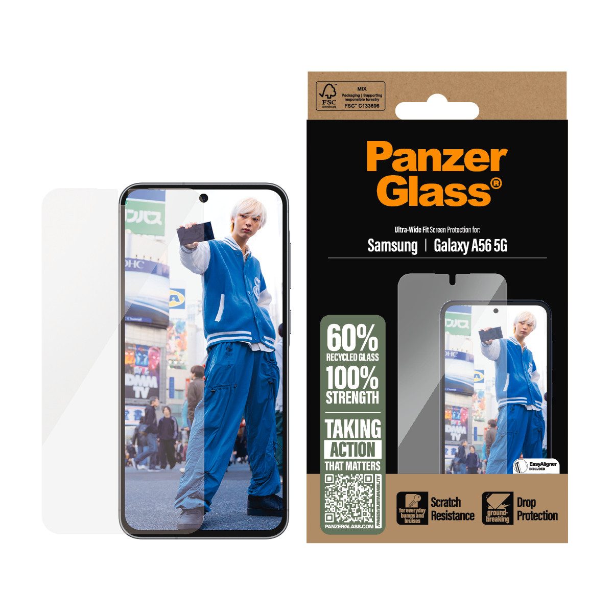 CARE by PanzerGlass Displayschutzglas Ultra-Wide Fit Screen Protector für Samsung Galaxy A56 5G, Displayschutzfolie, Schutzfolie, Bildschirmschutz, kratz- & stoßfest